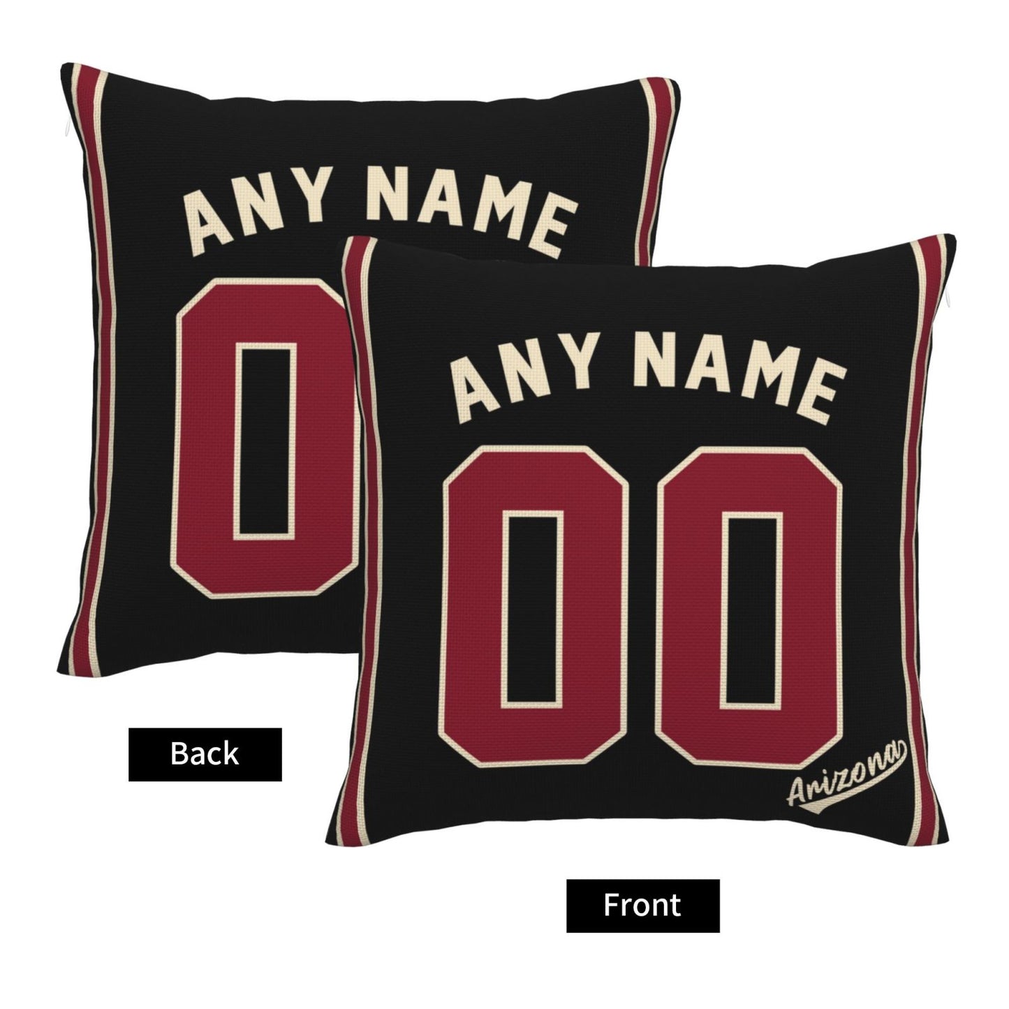 Custom A.Diamondbacks Black Pillow Decorative Throw Pillow Case - Print Personalized Football Team Fans Name & Number Birthday Gift Football Pillows