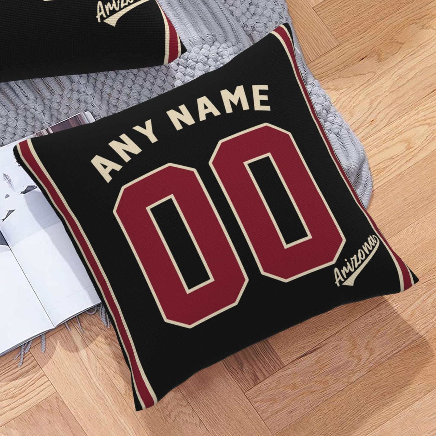 Custom A.Diamondbacks Black Pillow Decorative Throw Pillow Case - Print Personalized Football Team Fans Name & Number Birthday Gift Football Pillows