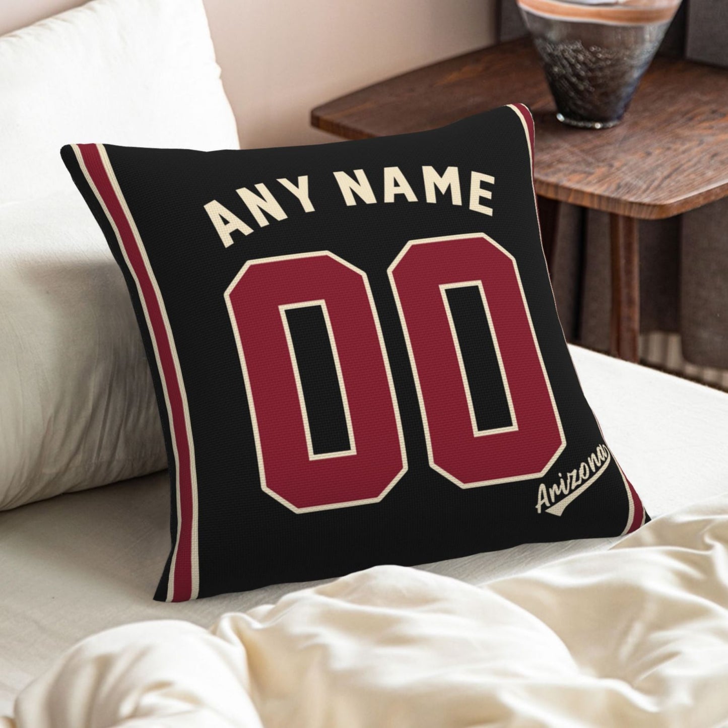 Custom A.Diamondbacks Black Pillow Decorative Throw Pillow Case - Print Personalized Football Team Fans Name & Number Birthday Gift Football Pillows