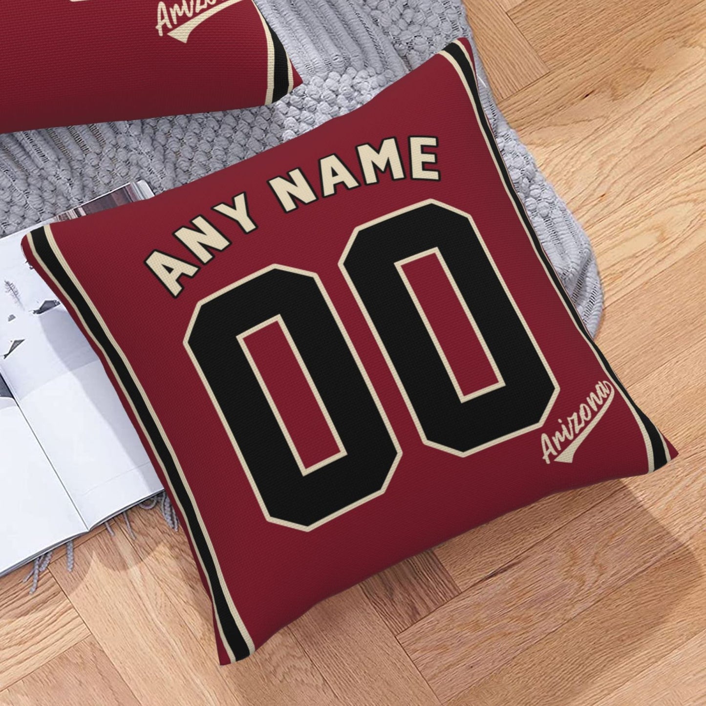 Custom A.Diamondbacks Red Pillow Decorative Throw Pillow Case - Print Personalized Football Team Fans Name & Number Birthday Gift Football Pillows