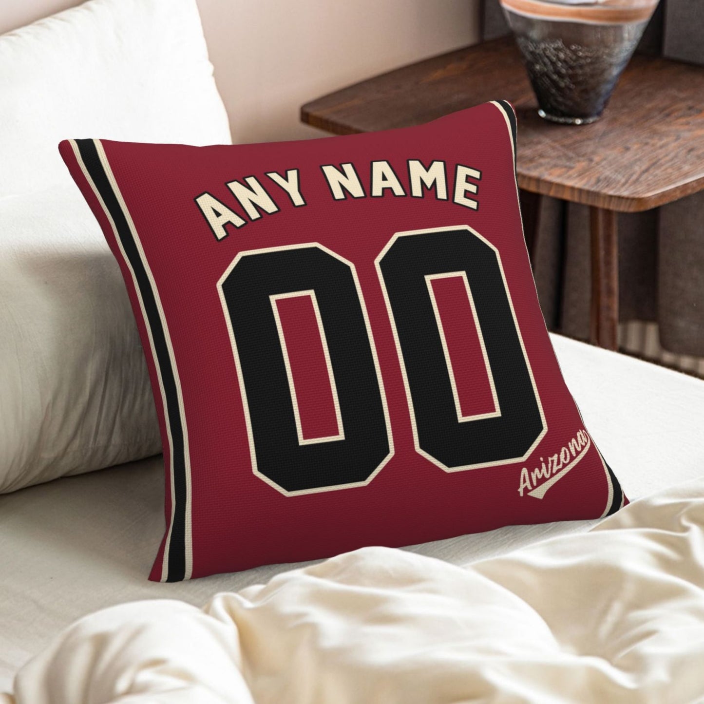 Custom A.Diamondbacks Red Pillow Decorative Throw Pillow Case - Print Personalized Football Team Fans Name & Number Birthday Gift Football Pillows