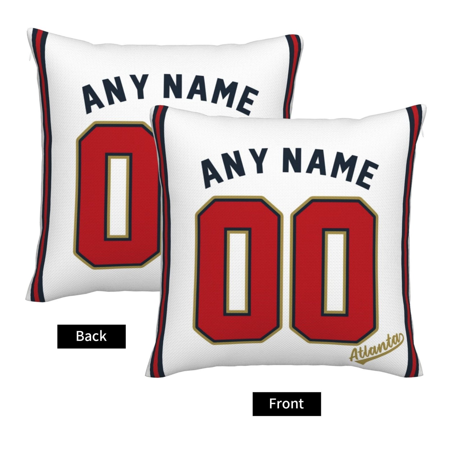 Custom Atlanta Braves Pillow Decorative Throw Pillow Case - Print Personalized Football Team Fans Name & Number Birthday Gift Football Pillows