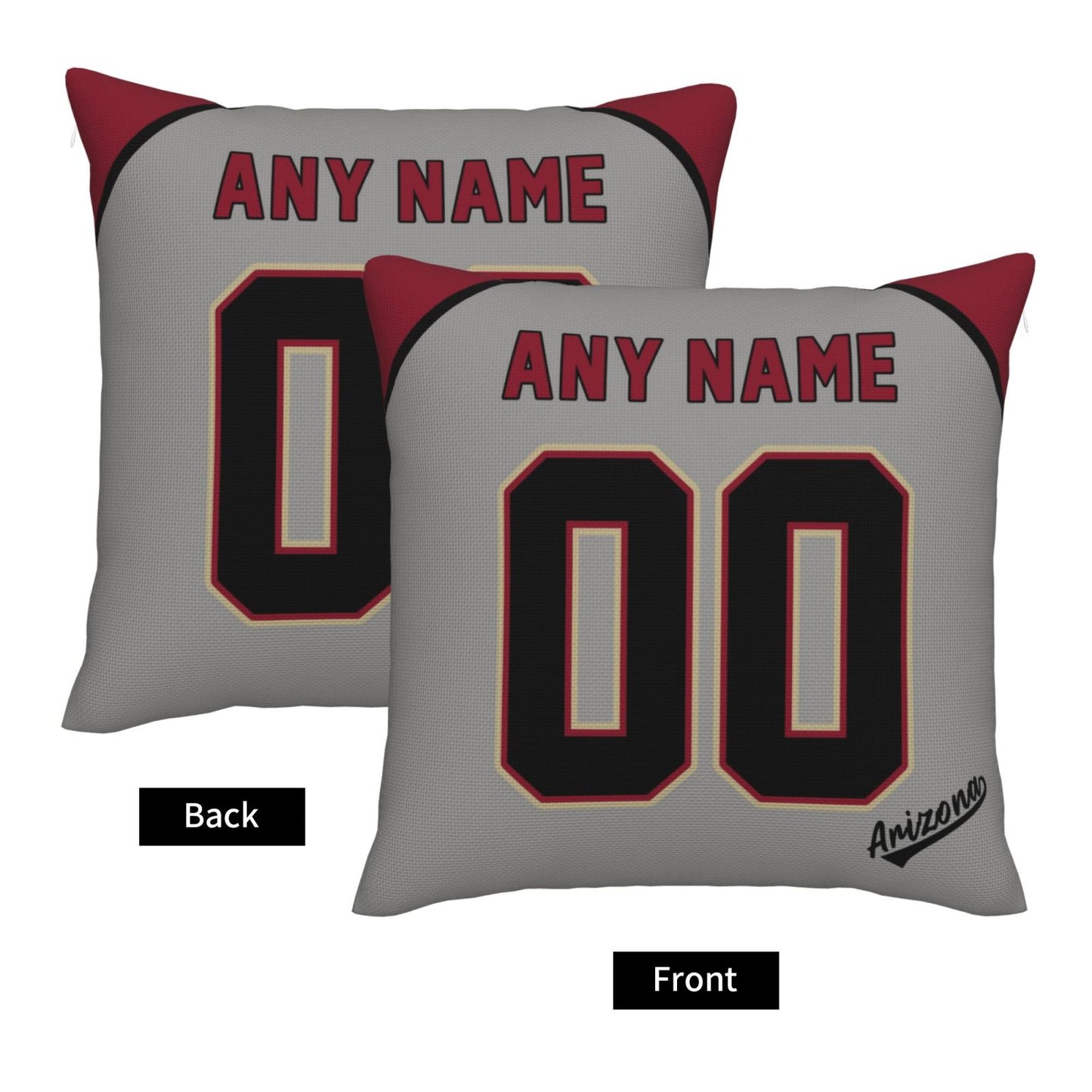 Custom A.Diamondbacks Grey Pillow Decorative Throw Pillow Case - Print Personalized Football Team Fans Name & Number Birthday Gift Football Pillows