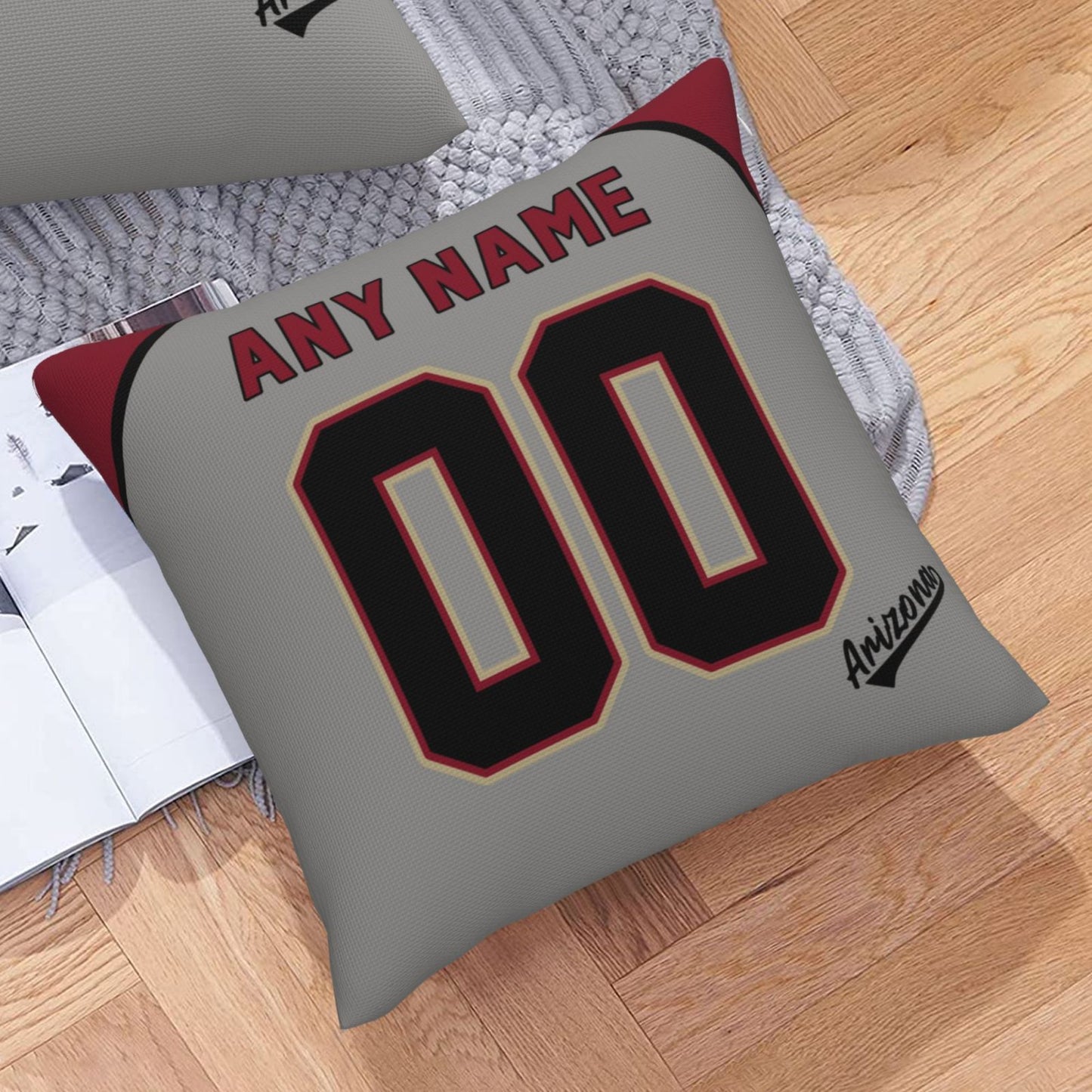 Custom A.Diamondbacks Grey Pillow Decorative Throw Pillow Case - Print Personalized Football Team Fans Name & Number Birthday Gift Football Pillows