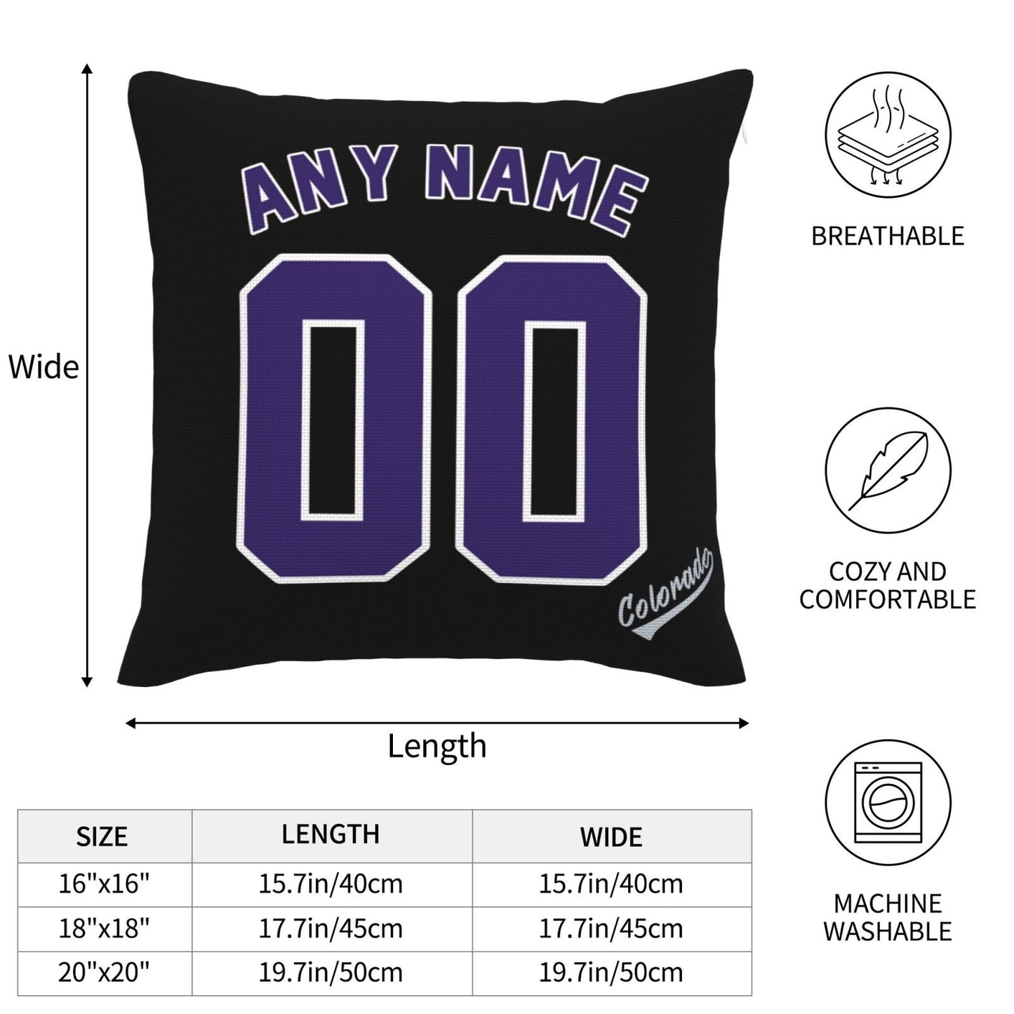 Custom Colorado Rockies Pillow Decorative Throw Pillow Case - Print Personalized Football Team Fans Name & Number Birthday Gift Football Pillows