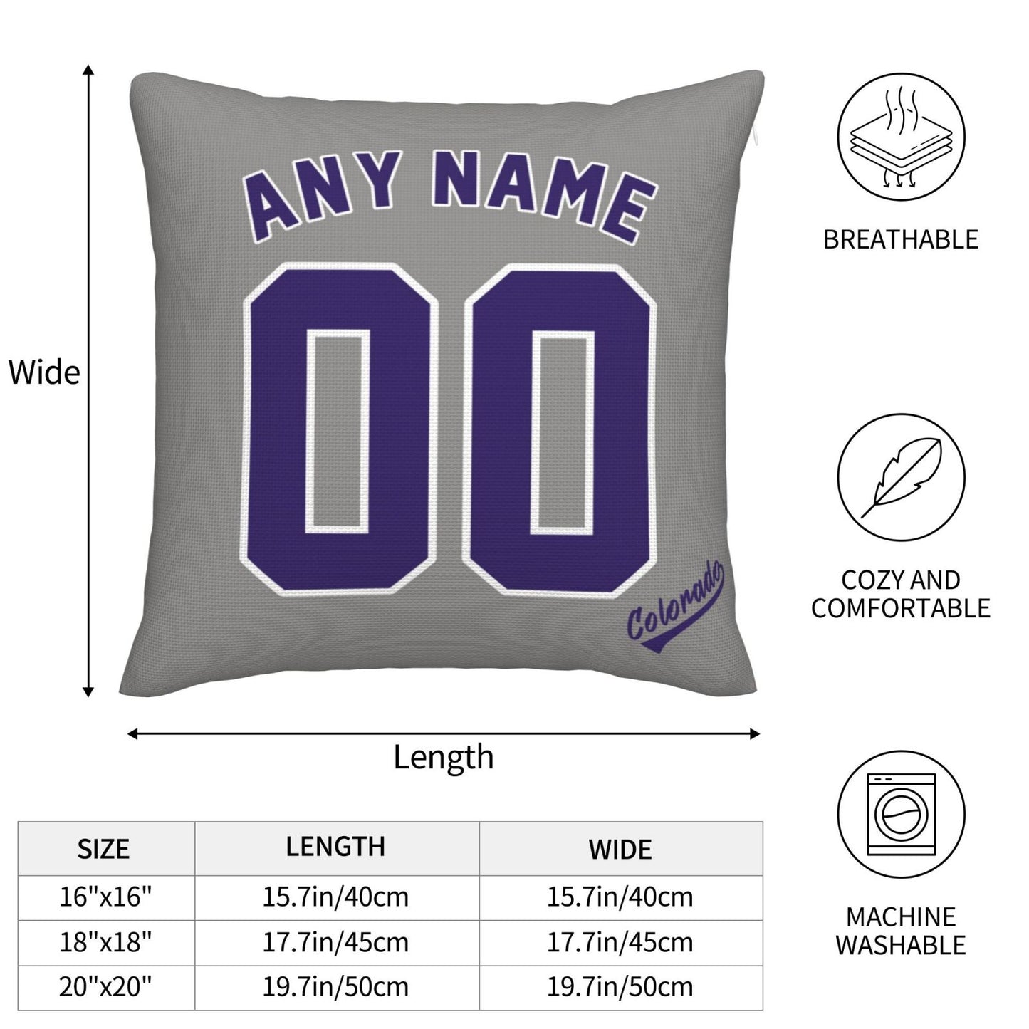 Custom Colorado Rockies Pillow Decorative Throw Pillow Case - Print Personalized Football Team Fans Name & Number Birthday Gift Football Pillows