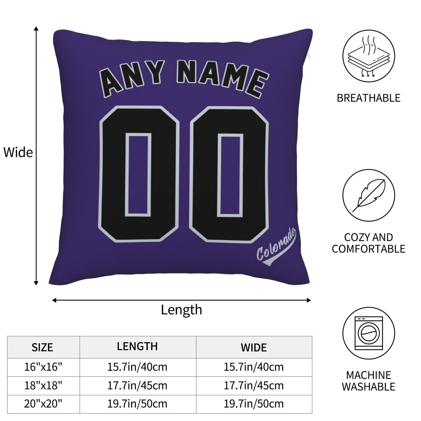 Custom Colorado Rockies Pillow Decorative Throw Pillow Case - Print Personalized Football Team Fans Name & Number Birthday Gift Football Pillows