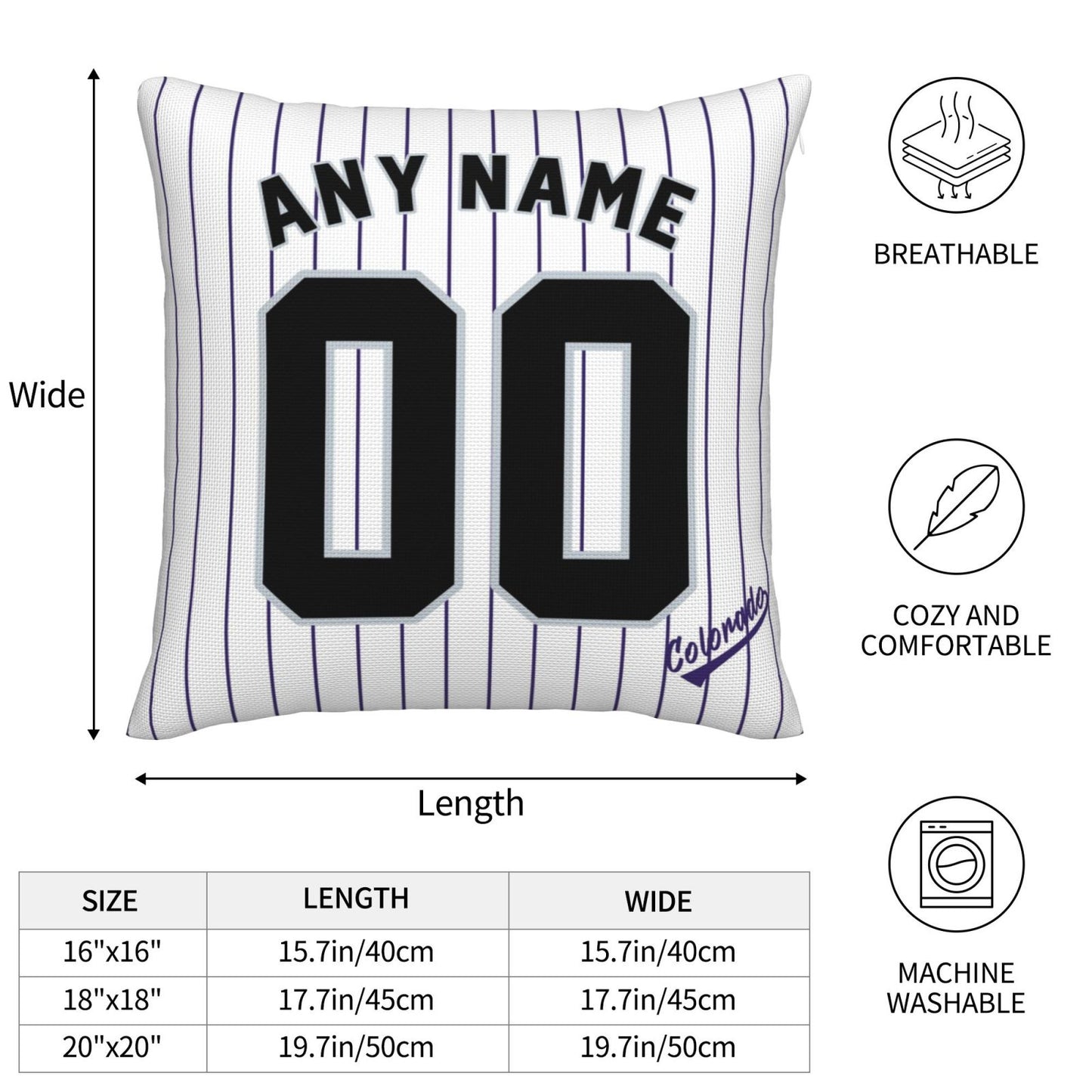 Custom Colorado Rockies Pillow Decorative Throw Pillow Case - Print Personalized Football Team Fans Name & Number Birthday Gift Football Pillows