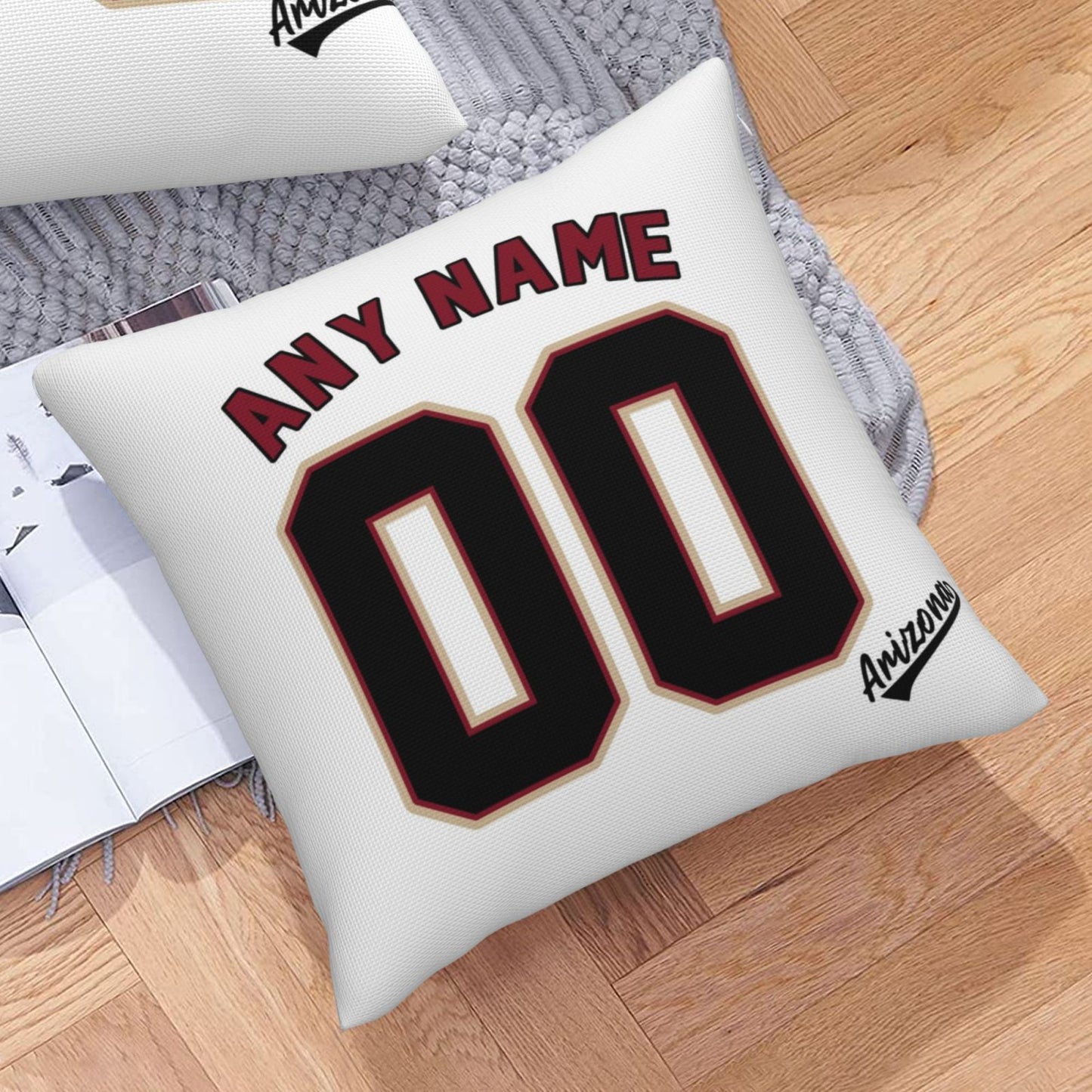 Custom A.Diamondbacks White Pillow Decorative Throw Pillow Case - Print Personalized Football Team Fans Name & Number Birthday Gift Football Pillows