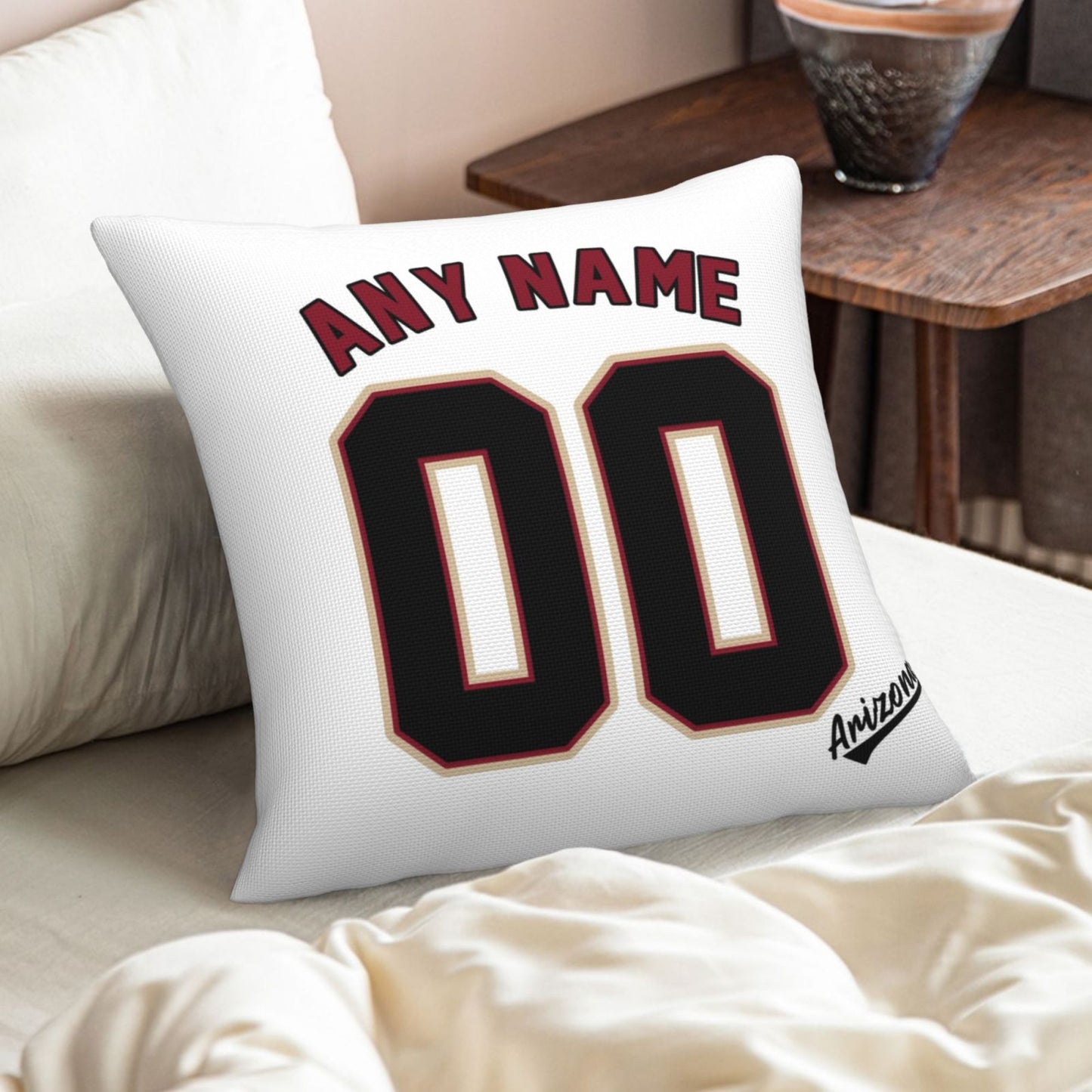 Custom A.Diamondbacks White Pillow Decorative Throw Pillow Case - Print Personalized Football Team Fans Name & Number Birthday Gift Football Pillows