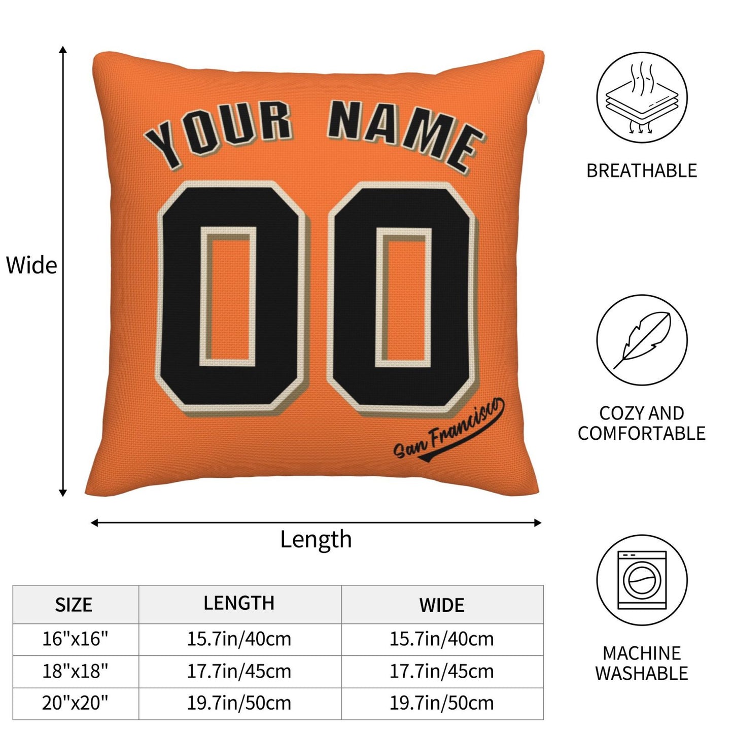 Custom San Francisco Giants Pillow Decorative Throw Pillow Case - Print Personalized Football Team Fans Name & Number Birthday Gift Football Pillows