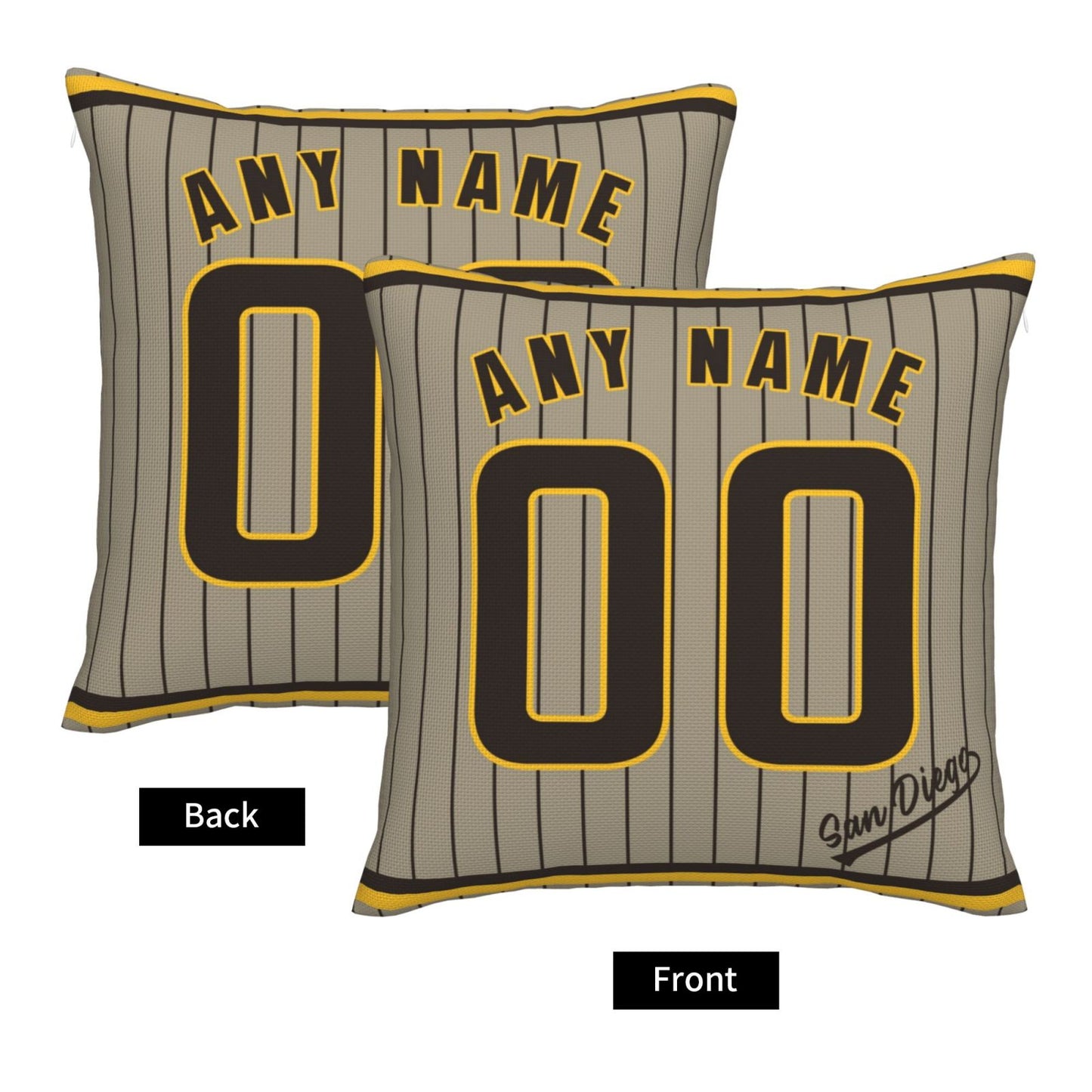 Custom San Diego Padres Pillow Decorative Throw Pillow Case - Print Personalized Football Team Fans Name & Number Birthday Gift Football Pillows