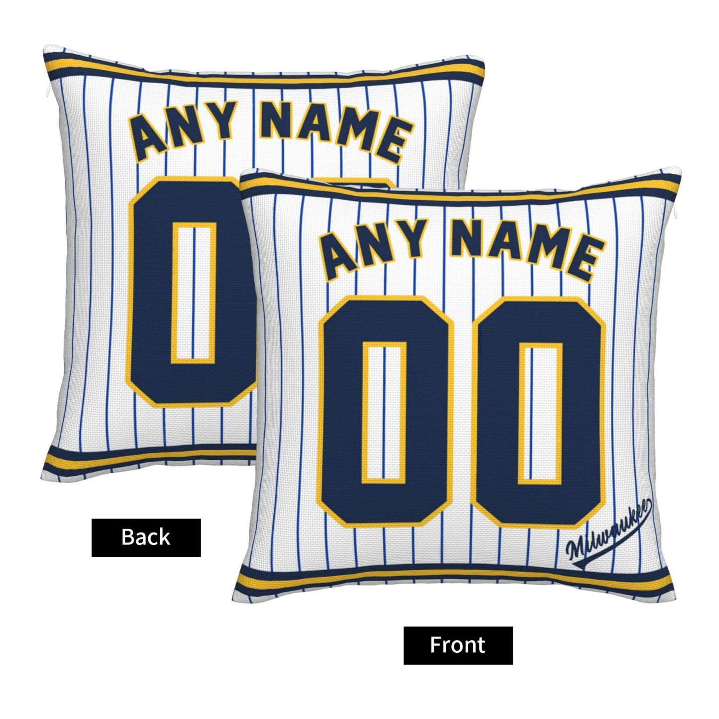 Custom Milwaukee Brewers Pillow Decorative Throw Pillow Case - Print Personalized Football Team Fans Name & Number Birthday Gift Football Pillows