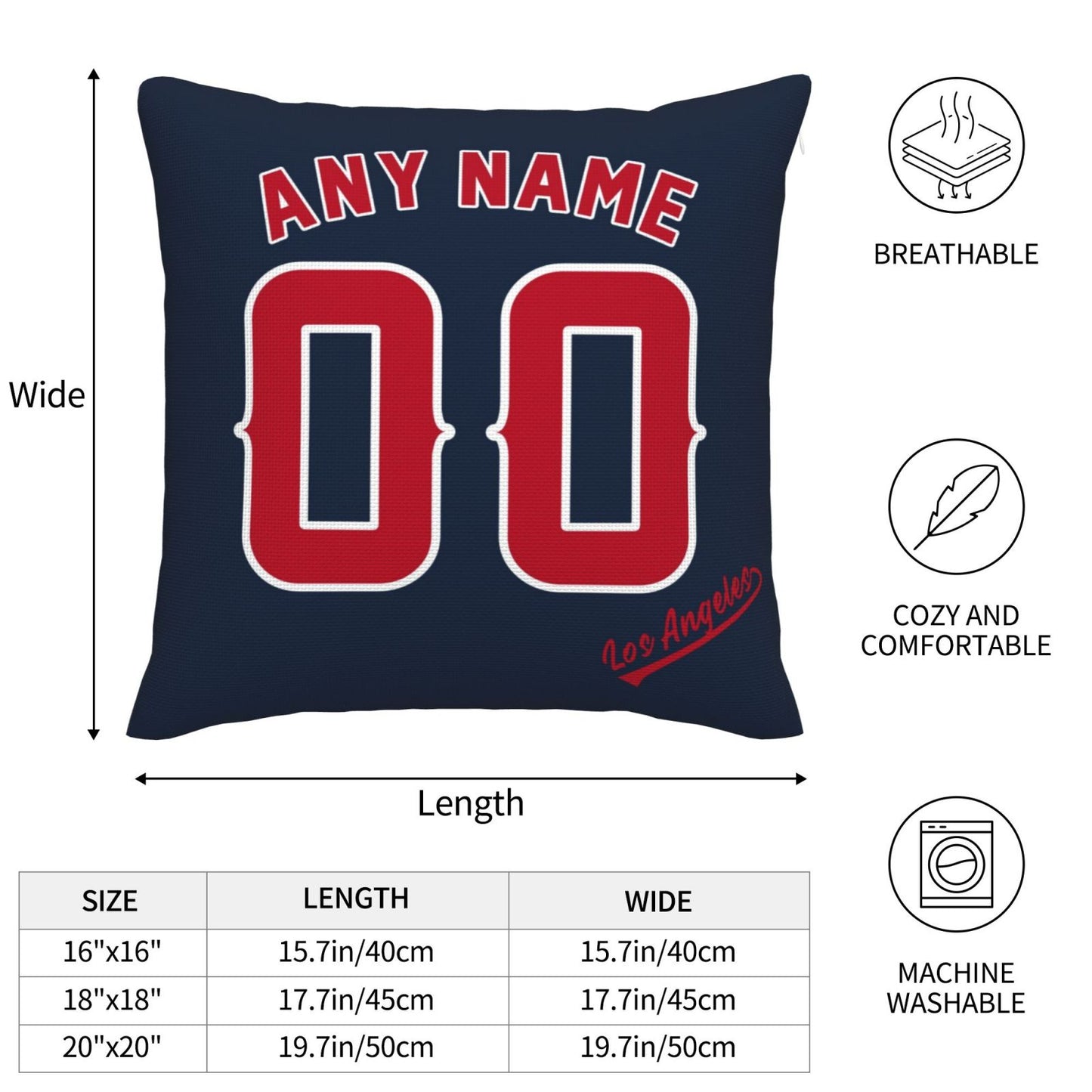 Custom Los Angeles Angels Pillow Decorative Throw Pillow Case - Print Personalized Football Team Fans Name & Number Birthday Gift Football Pillows