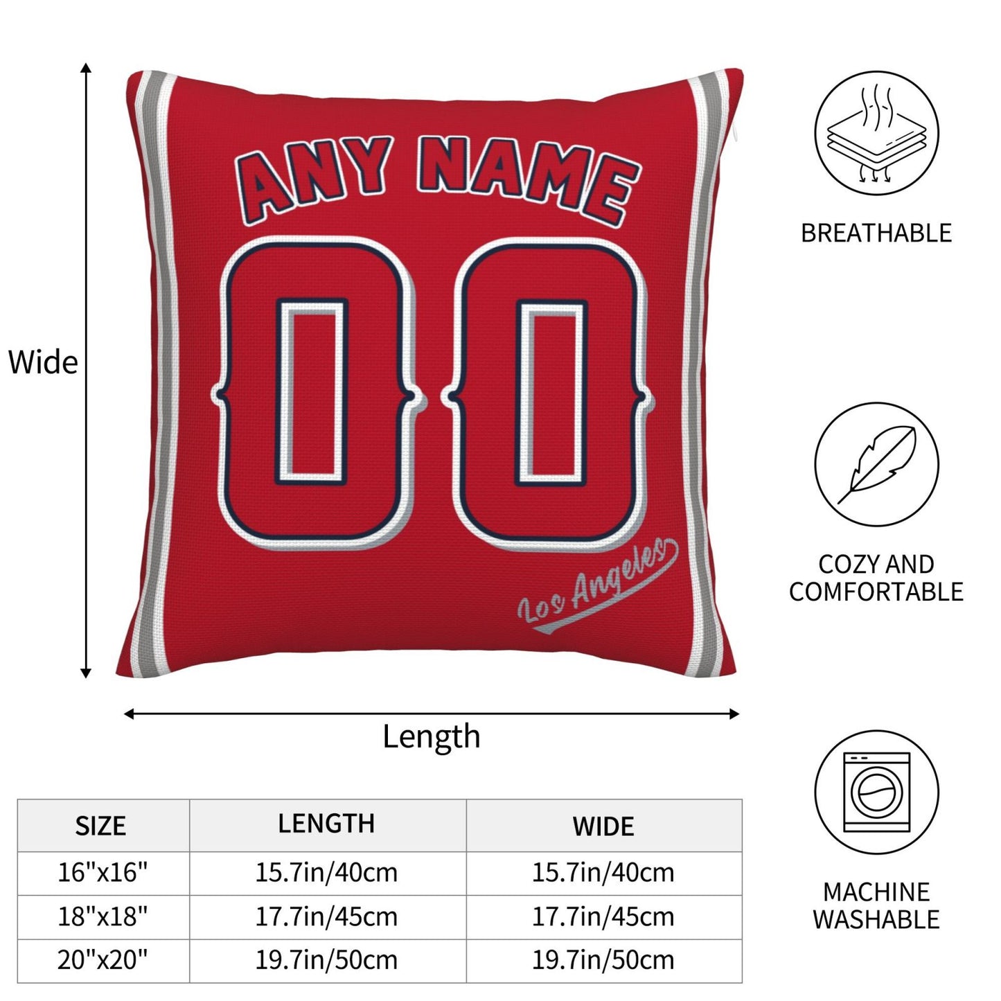 Custom Los Angeles Angels Pillow Decorative Throw Pillow Case - Print Personalized Football Team Fans Name & Number Birthday Gift Football Pillows