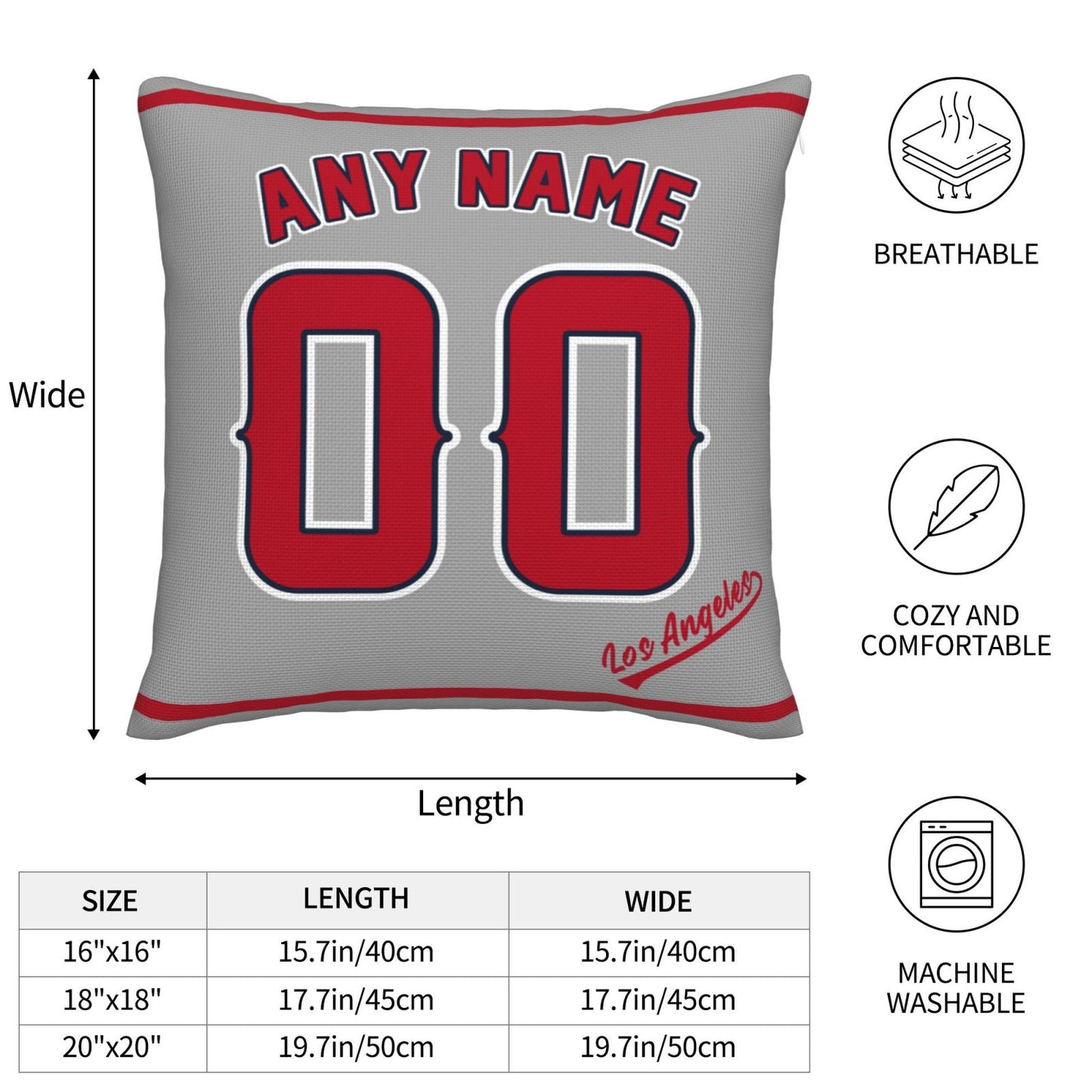 Custom Los Angeles Angels Pillow Decorative Throw Pillow Case - Print Personalized Football Team Fans Name & Number Birthday Gift Football Pillows