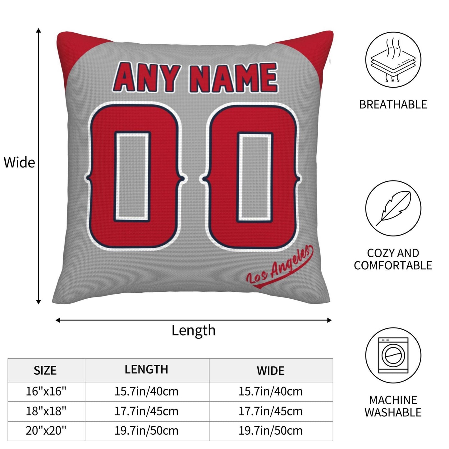 Custom Los Angeles Angels Pillow Decorative Throw Pillow Case - Print Personalized Football Team Fans Name & Number Birthday Gift Football Pillows