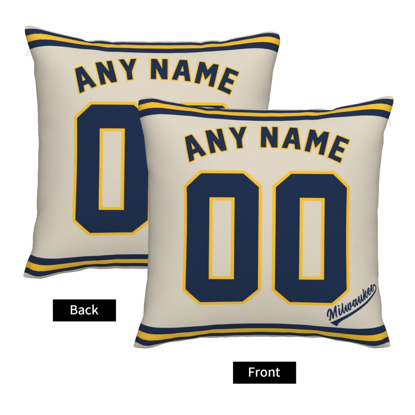 Custom Milwaukee Brewers Pillow Decorative Throw Pillow Case - Print Personalized Football Team Fans Name & Number Birthday Gift Football Pillows
