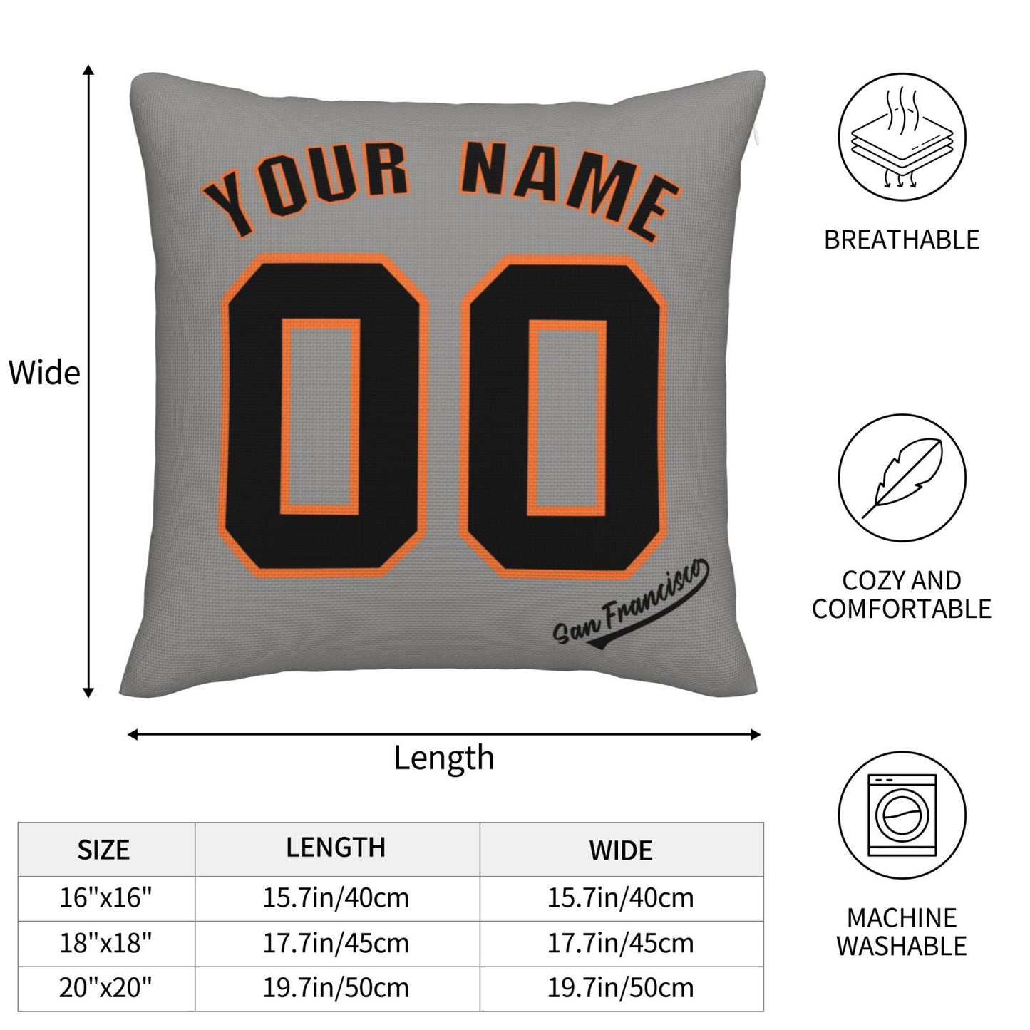 Custom San Francisco Giants Pillow Decorative Throw Pillow Case - Print Personalized Football Team Fans Name & Number Birthday Gift Football Pillows