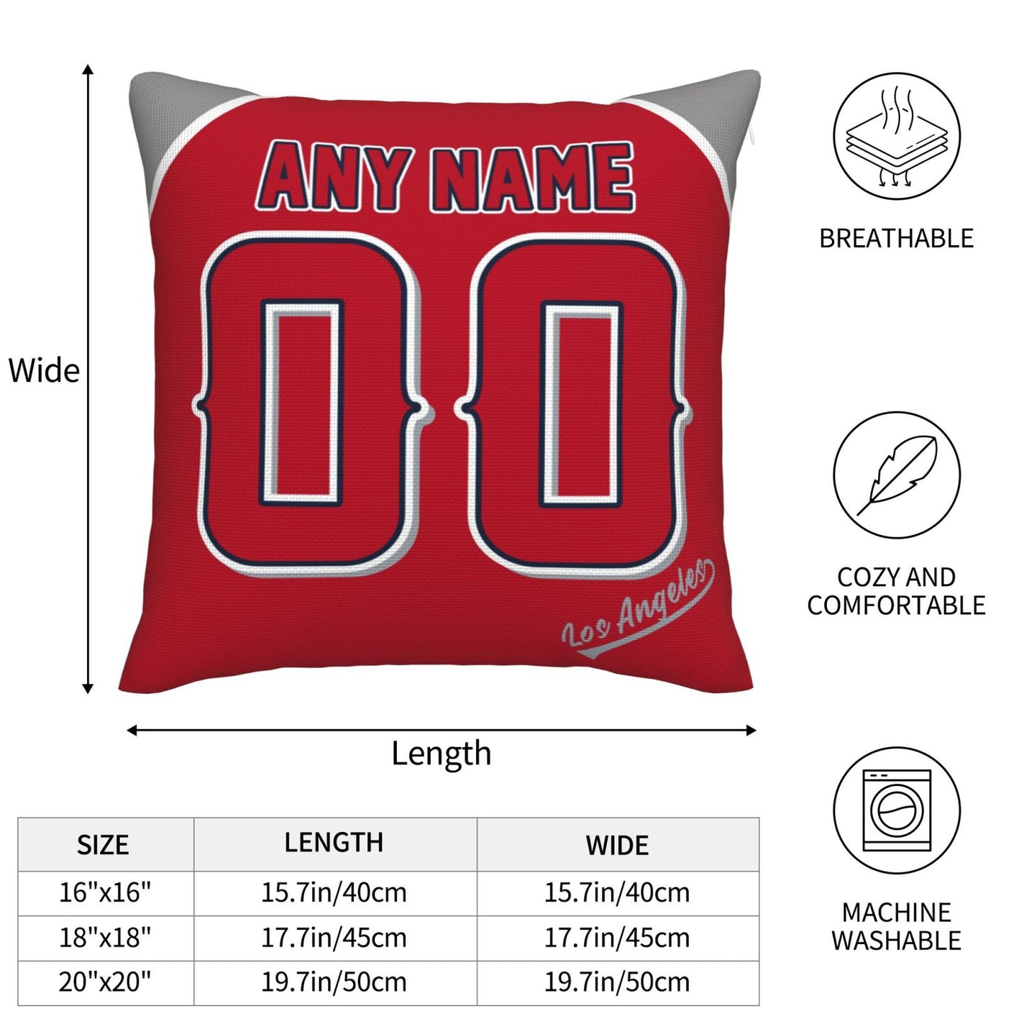 Custom Los Angeles Angels Pillow Decorative Throw Pillow Case - Print Personalized Football Team Fans Name & Number Birthday Gift Football Pillows