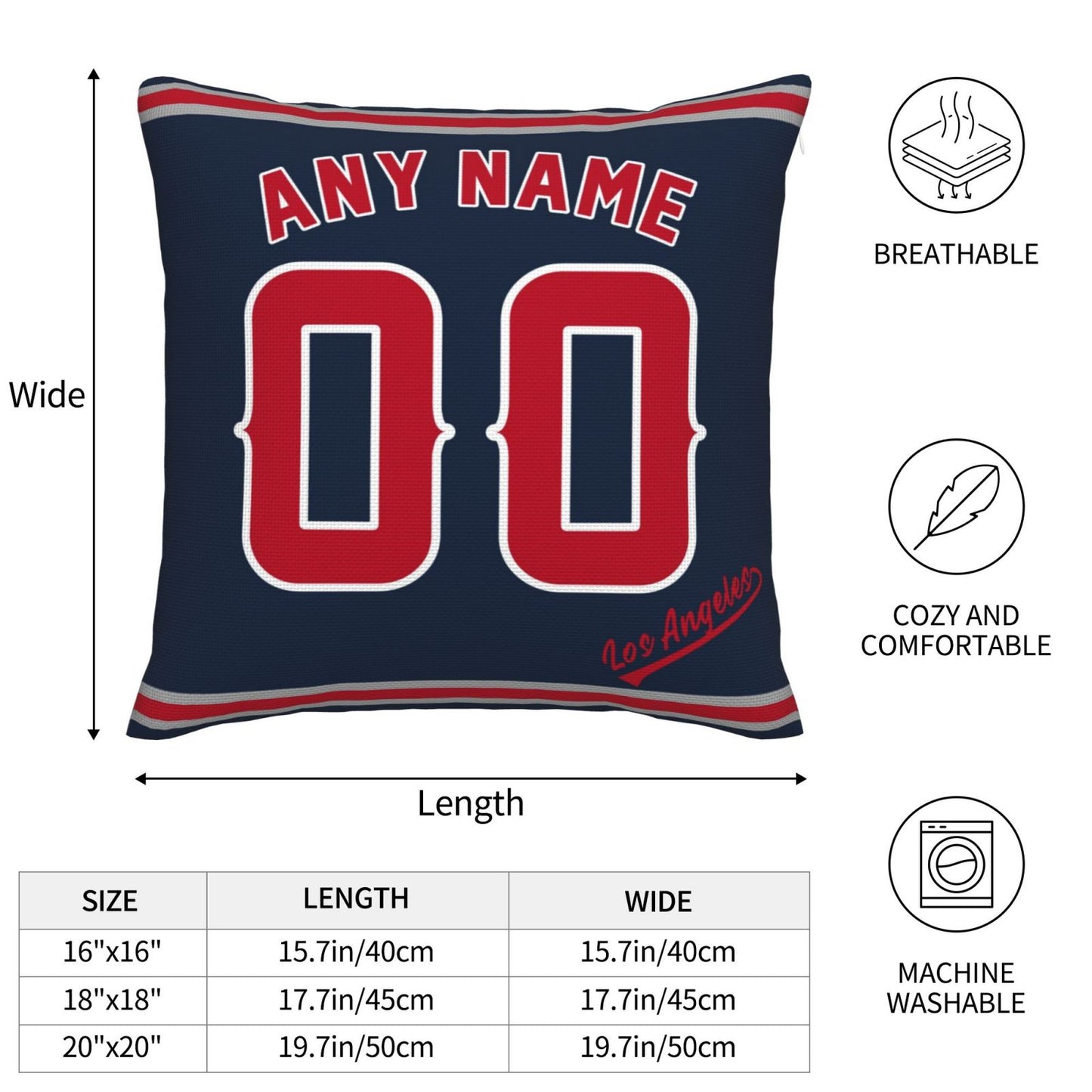 Custom Los Angeles Angels Pillow Decorative Throw Pillow Case - Print Personalized Football Team Fans Name & Number Birthday Gift Football Pillows
