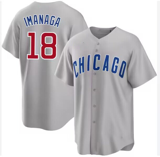 CHC Cubs #18 Away Imanaga Gray Cool Base Stitched Baseball Jersey