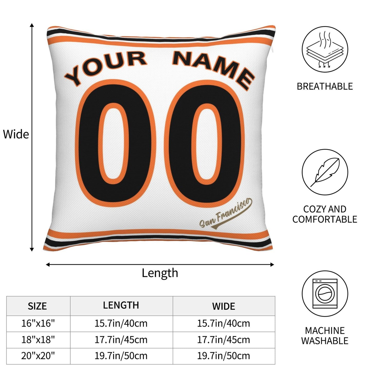 Custom San Francisco Giants Pillow Decorative Throw Pillow Case - Print Personalized Football Team Fans Name & Number Birthday Gift Football Pillows