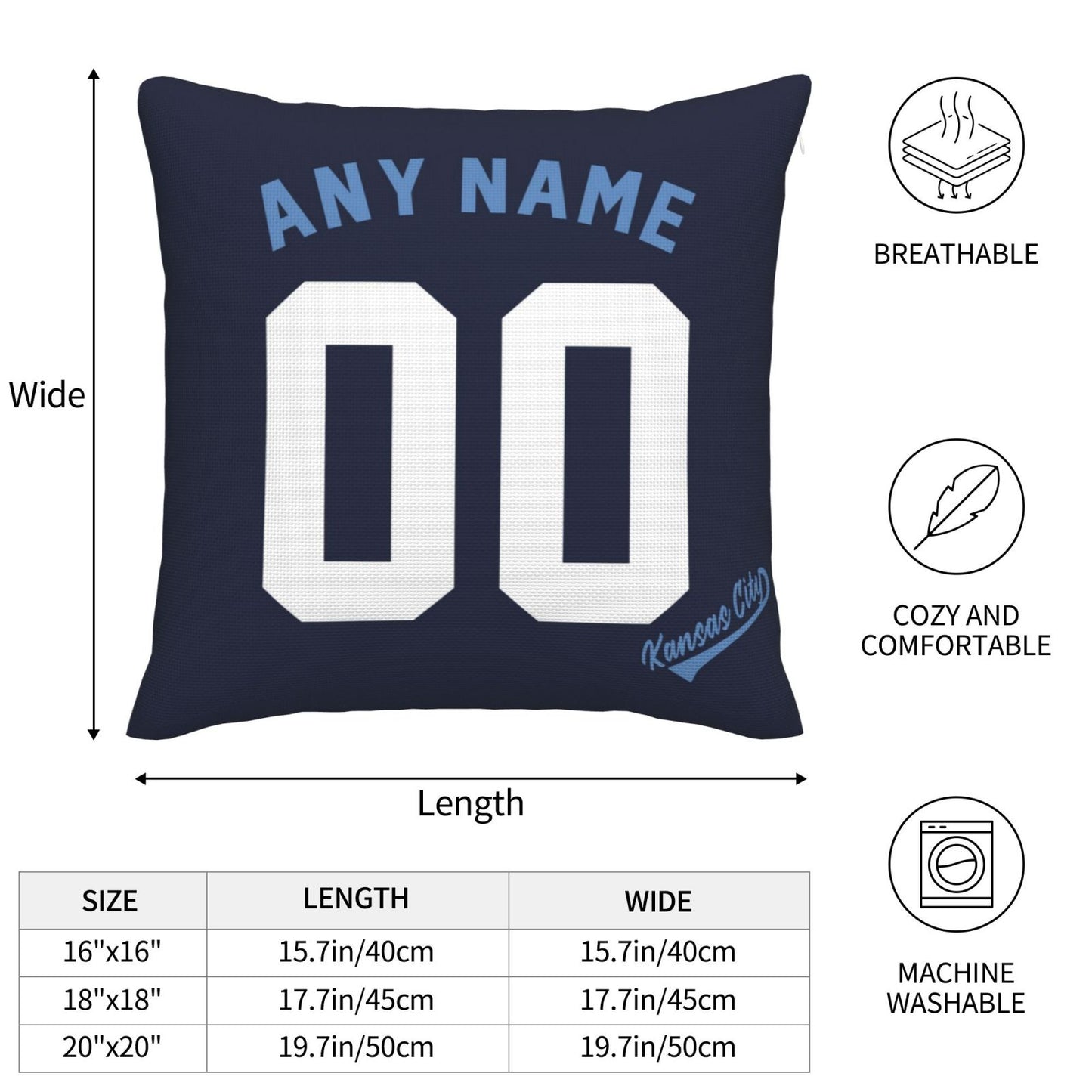 Custom Kansas City Royals Pillow Decorative Throw Pillow Case - Print Personalized Football Team Fans Name & Number Birthday Gift Football Pillows