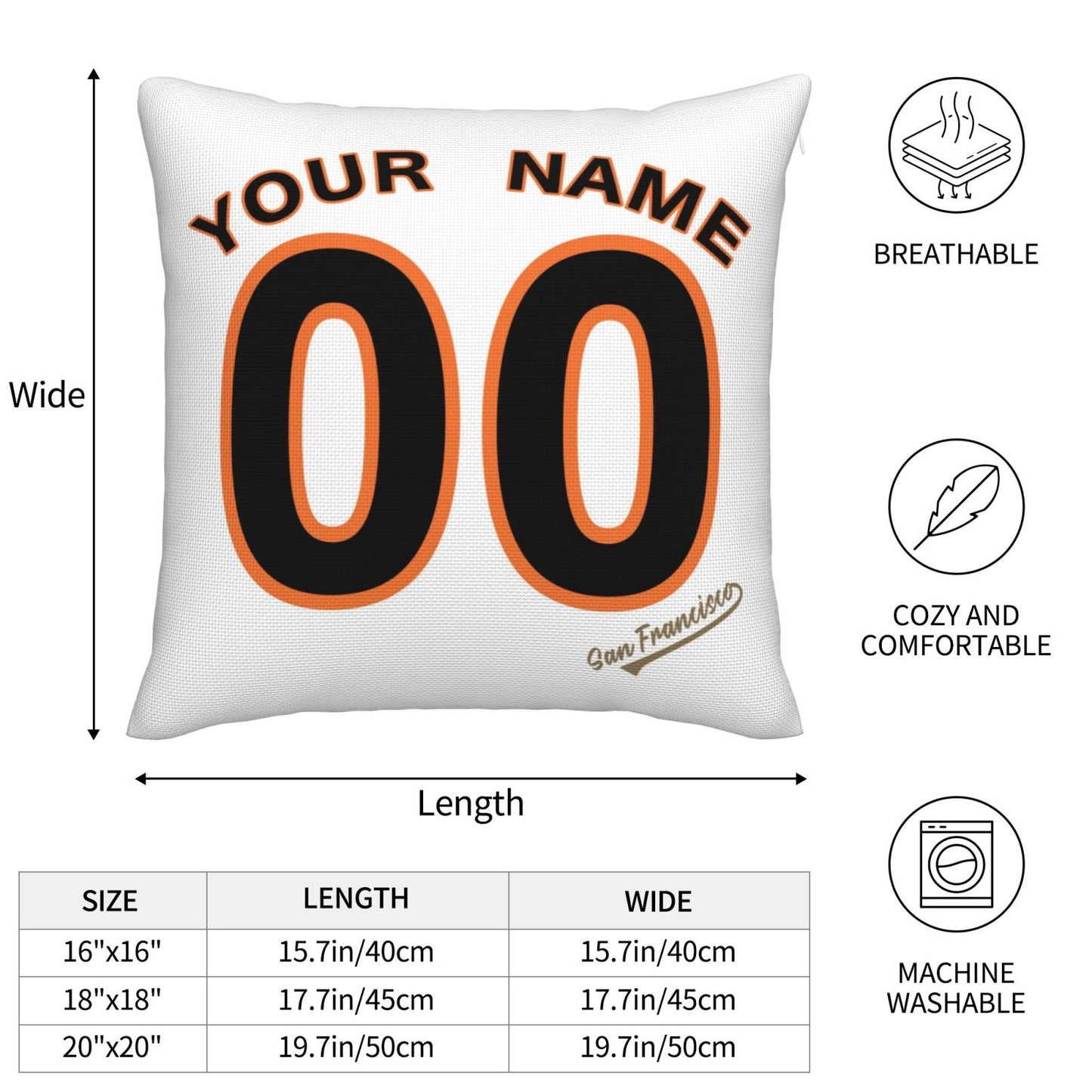 Custom San Francisco Giants Pillow Decorative Throw Pillow Case - Print Personalized Football Team Fans Name & Number Birthday Gift Football Pillows