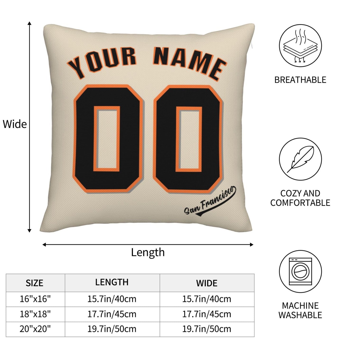 Custom San Francisco Giants Pillow Decorative Throw Pillow Case - Print Personalized Football Team Fans Name & Number Birthday Gift Football Pillows