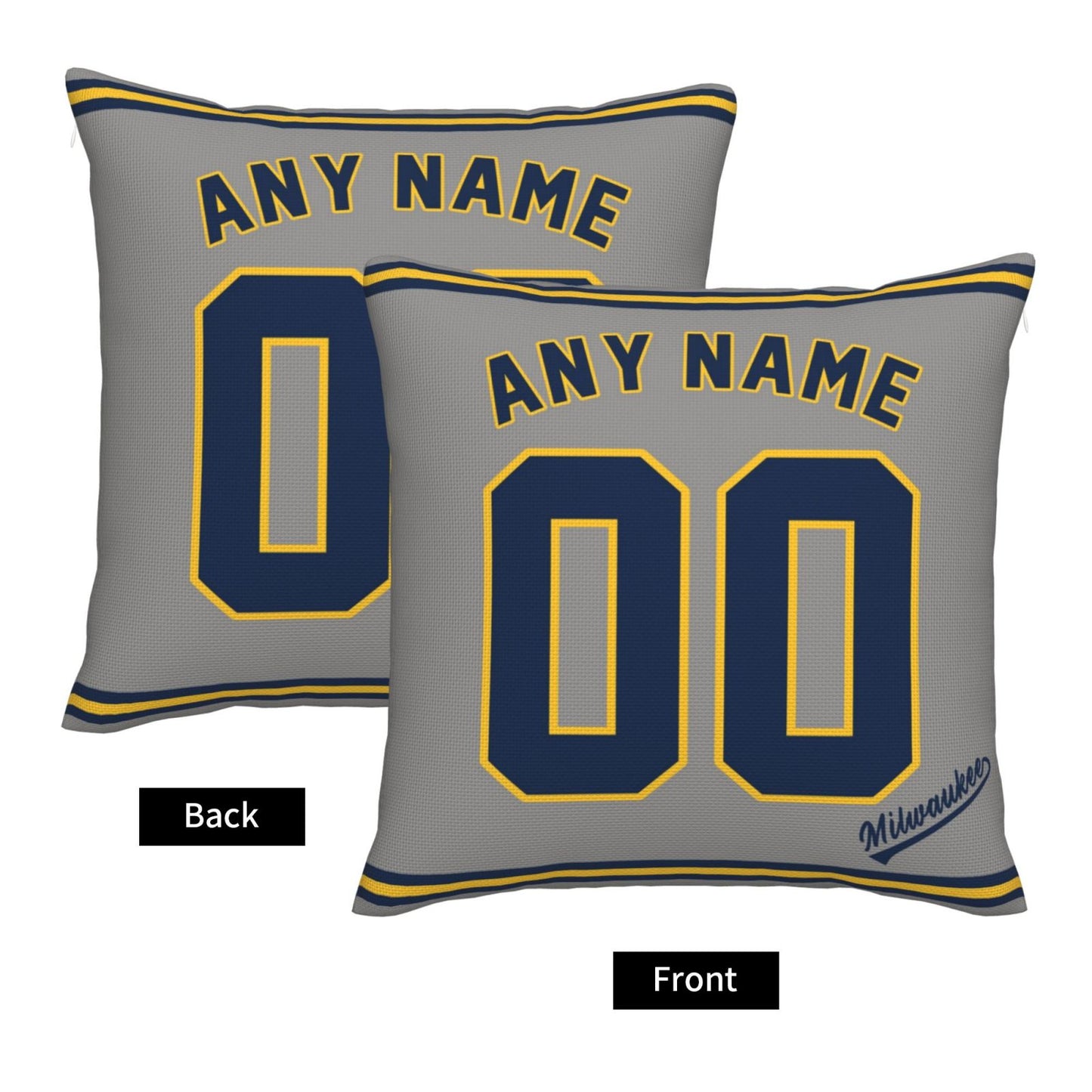 Custom Milwaukee Brewers Pillow Decorative Throw Pillow Case - Print Personalized Football Team Fans Name & Number Birthday Gift Football Pillows