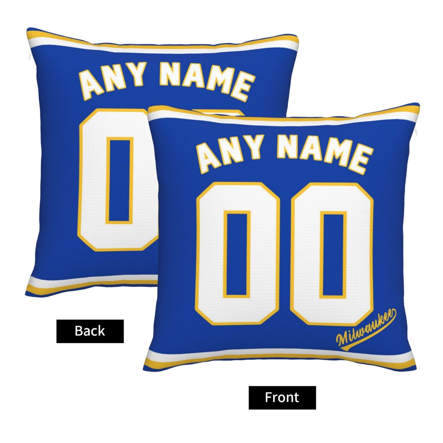 Custom Milwaukee Brewers Pillow Decorative Throw Pillow Case - Print Personalized Football Team Fans Name & Number Birthday Gift Football Pillows
