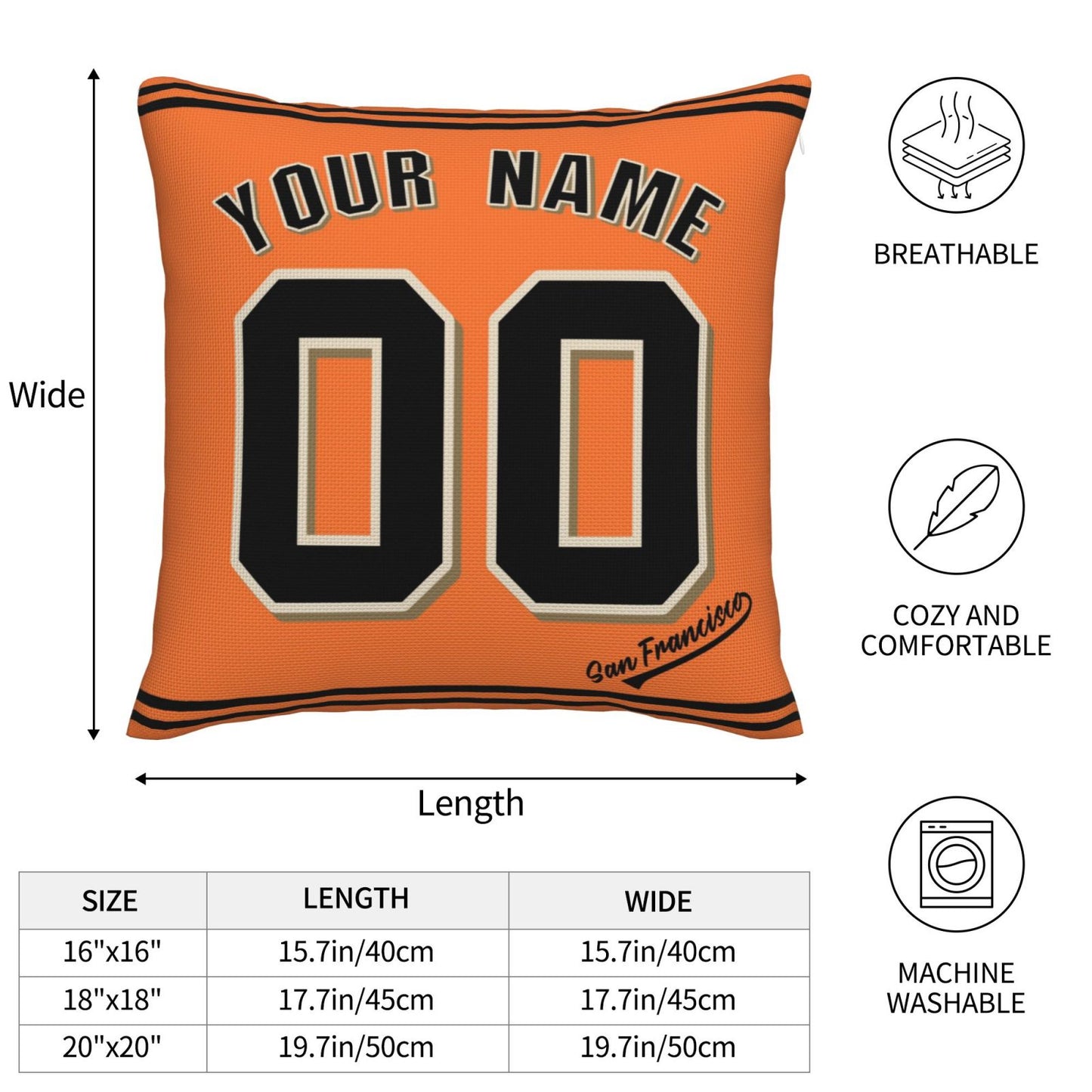 Custom San Francisco Giants Pillow Decorative Throw Pillow Case - Print Personalized Football Team Fans Name & Number Birthday Gift Football Pillows