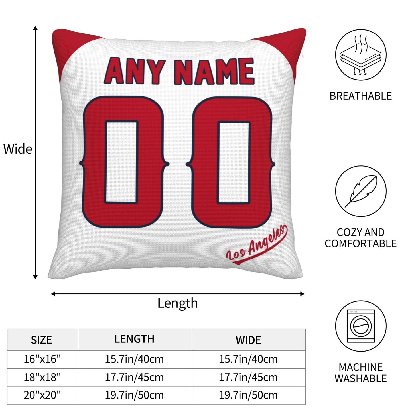 Custom Los Angeles Angels Pillow Decorative Throw Pillow Case - Print Personalized Football Team Fans Name & Number Birthday Gift Football Pillows