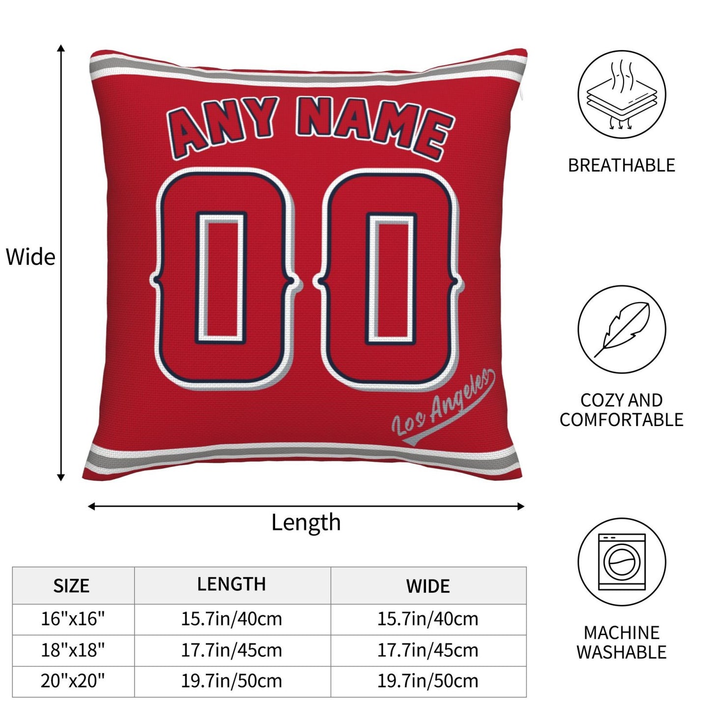 Custom Los Angeles Angels Pillow Decorative Throw Pillow Case - Print Personalized Football Team Fans Name & Number Birthday Gift Football Pillows