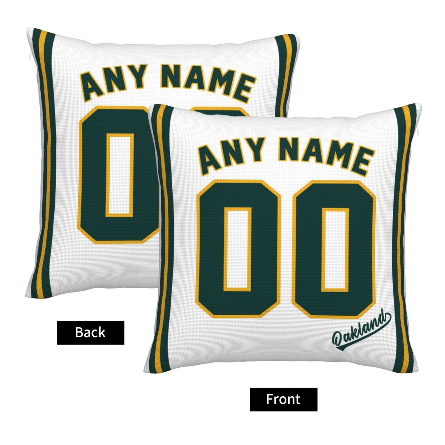 Custom Oakland Athletics Pillow Decorative Throw Pillow Case - Print Personalized Football Team Fans Name & Number Birthday Gift Football Pillows