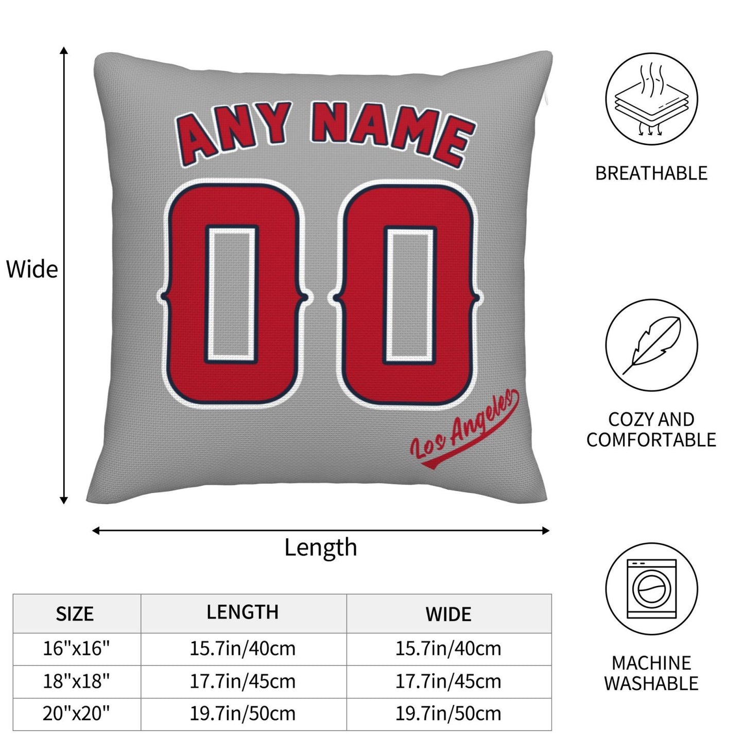 Custom Los Angeles Angels Pillow Decorative Throw Pillow Case - Print Personalized Football Team Fans Name & Number Birthday Gift Football Pillows