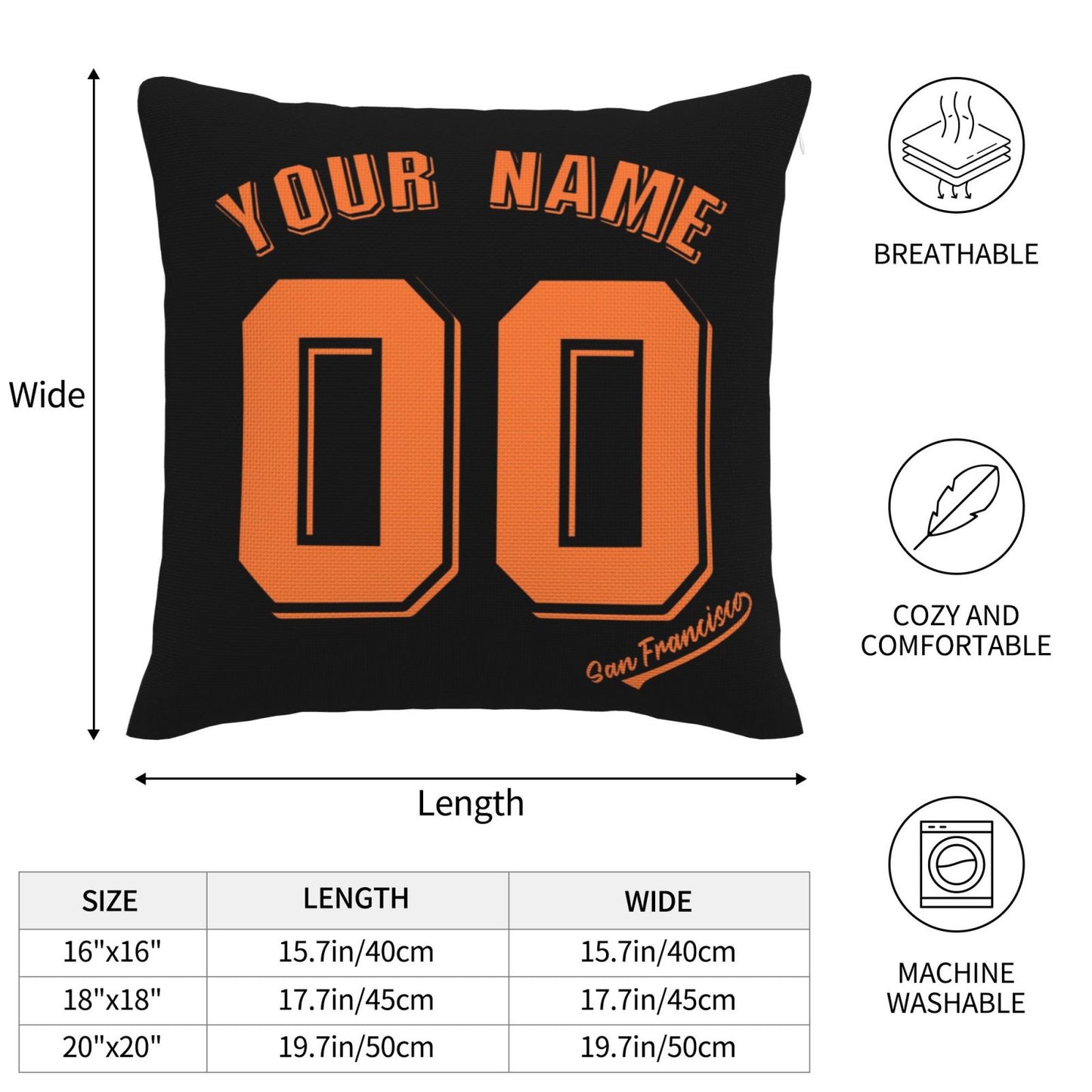 Custom San Francisco Giants Pillow Decorative Throw Pillow Case - Print Personalized Football Team Fans Name & Number Birthday Gift Football Pillows