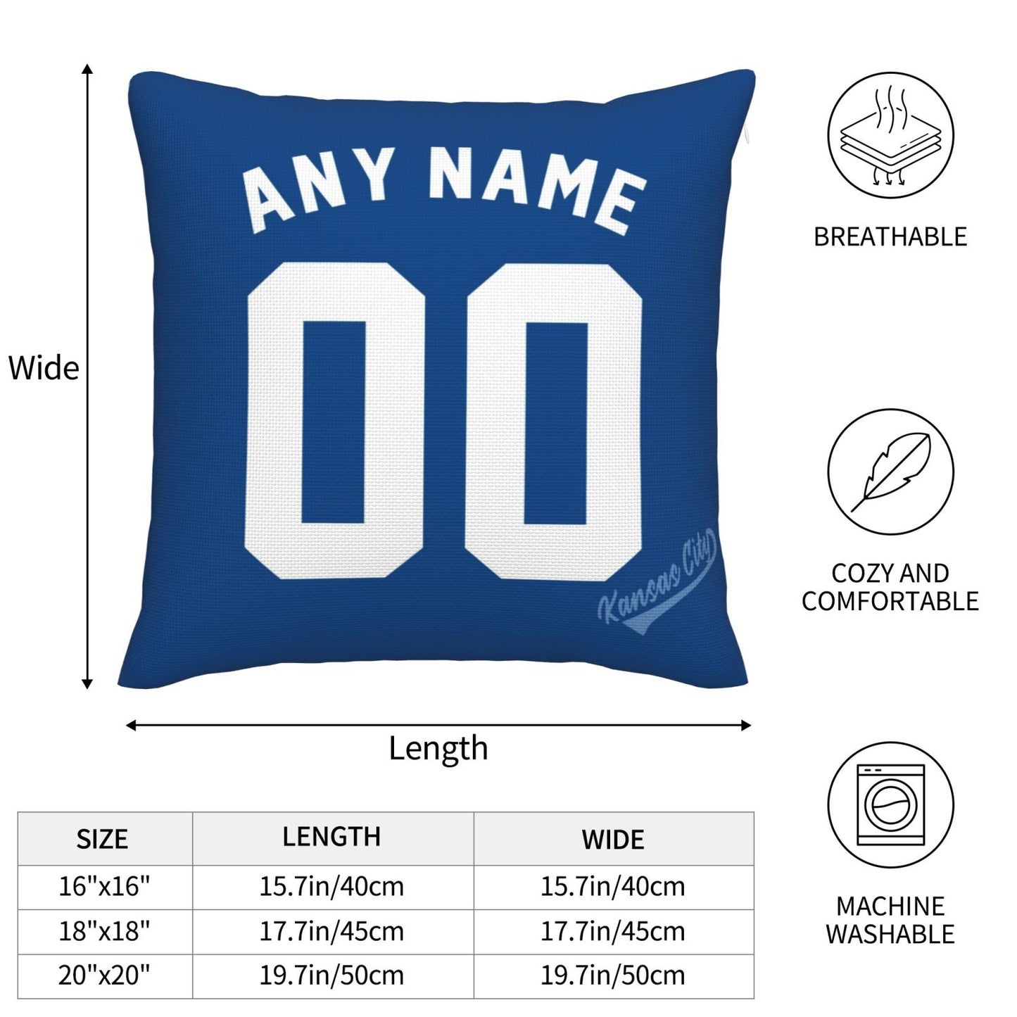 Custom Kansas City Royals Pillow Decorative Throw Pillow Case - Print Personalized Football Team Fans Name & Number Birthday Gift Football Pillows