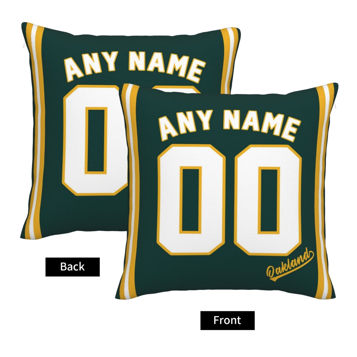 Custom Oakland Athletics Pillow Decorative Throw Pillow Case - Print Personalized Football Team Fans Name & Number Birthday Gift Football Pillows