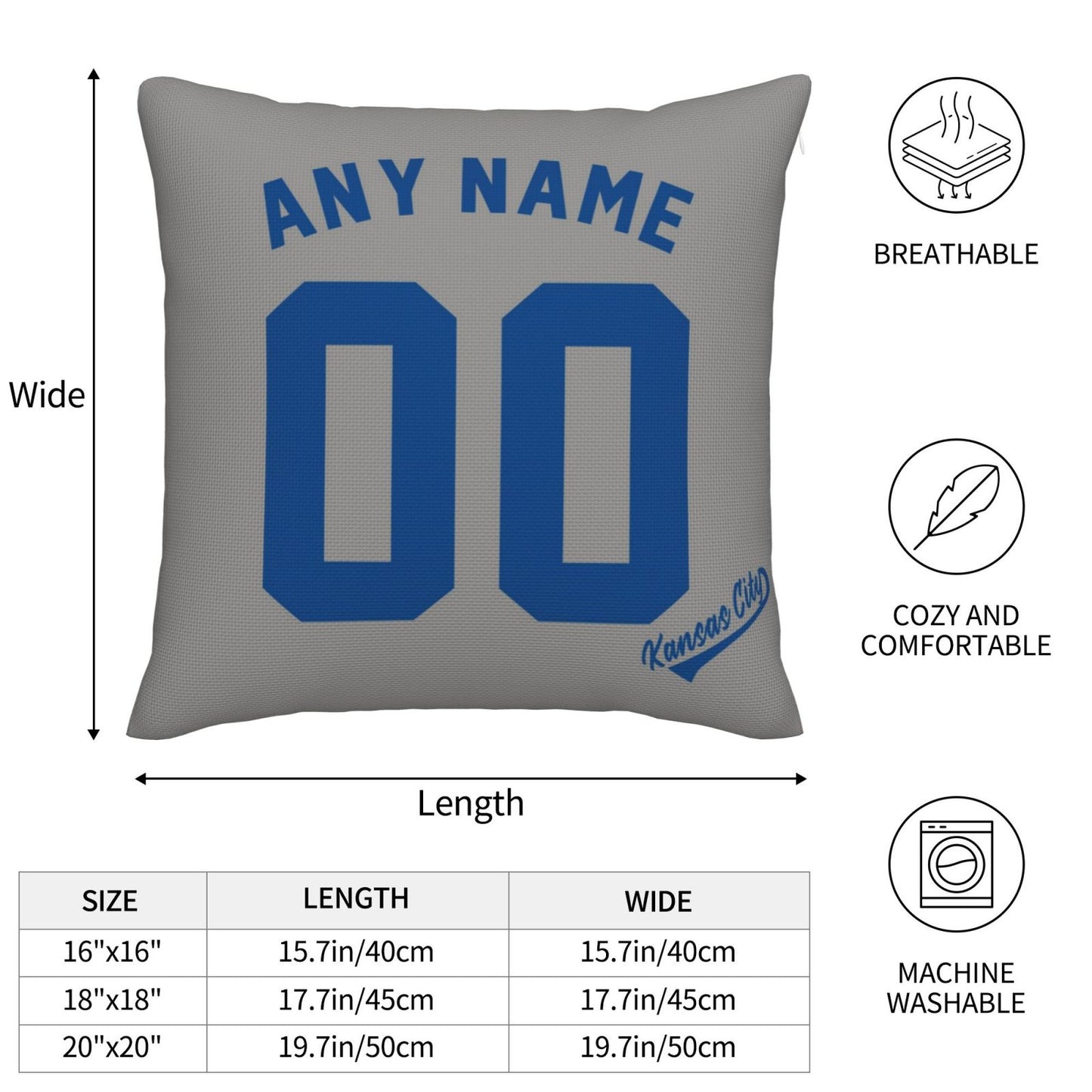 Custom Kansas City Royals Pillow Decorative Throw Pillow Case - Print Personalized Football Team Fans Name & Number Birthday Gift Football Pillows