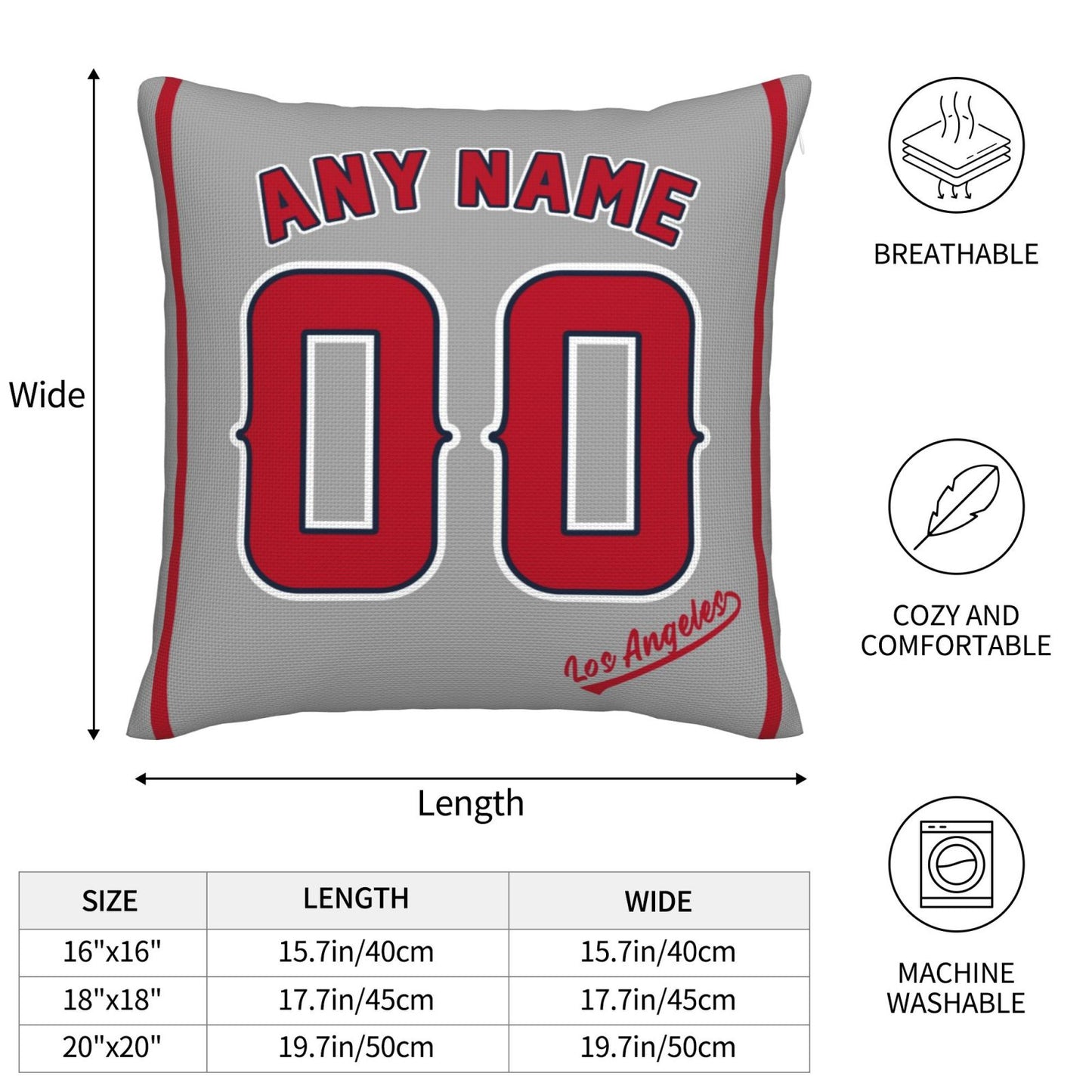 Custom Los Angeles Angels Pillow Decorative Throw Pillow Case - Print Personalized Football Team Fans Name & Number Birthday Gift Football Pillows