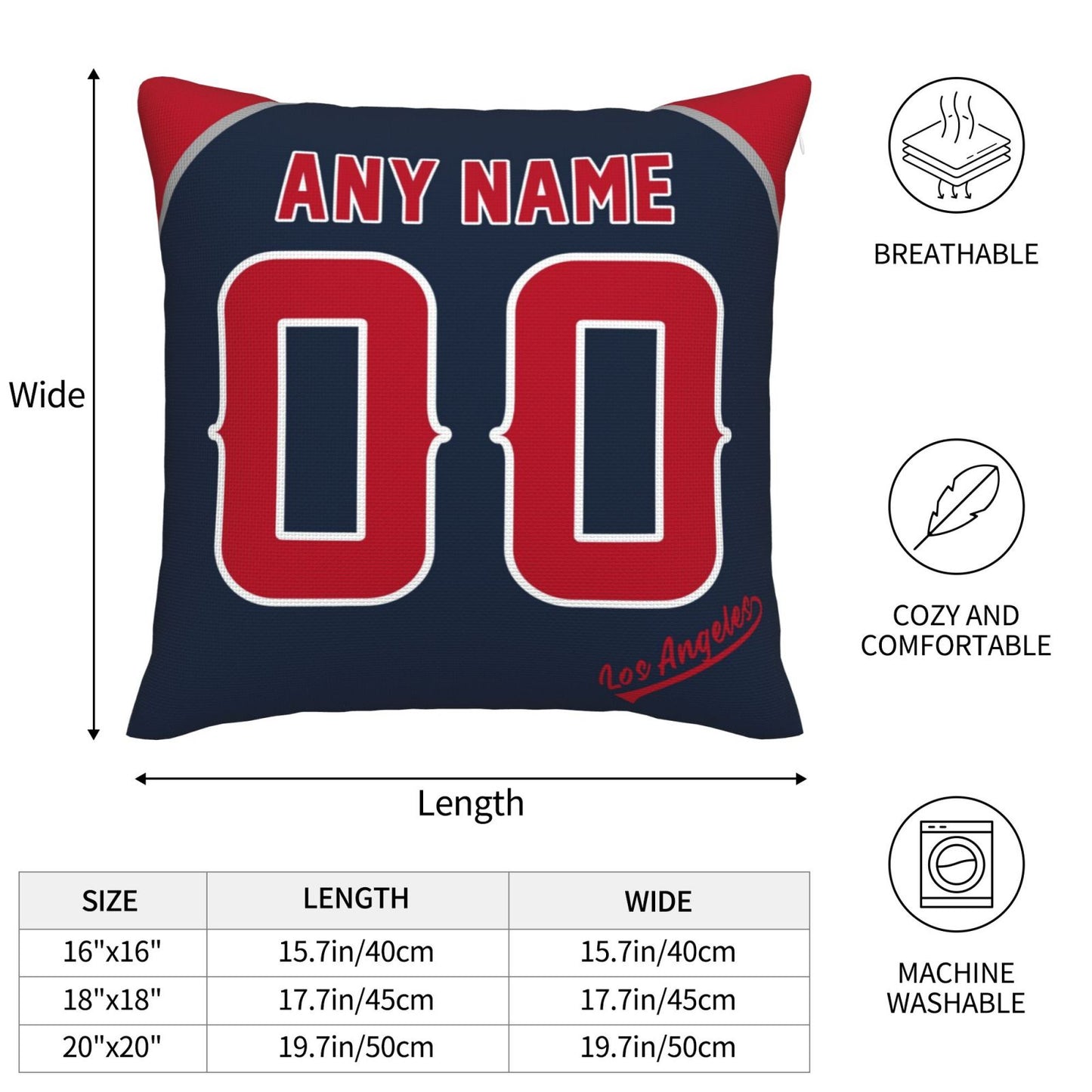 Custom Los Angeles Angels Pillow Decorative Throw Pillow Case - Print Personalized Football Team Fans Name & Number Birthday Gift Football Pillows