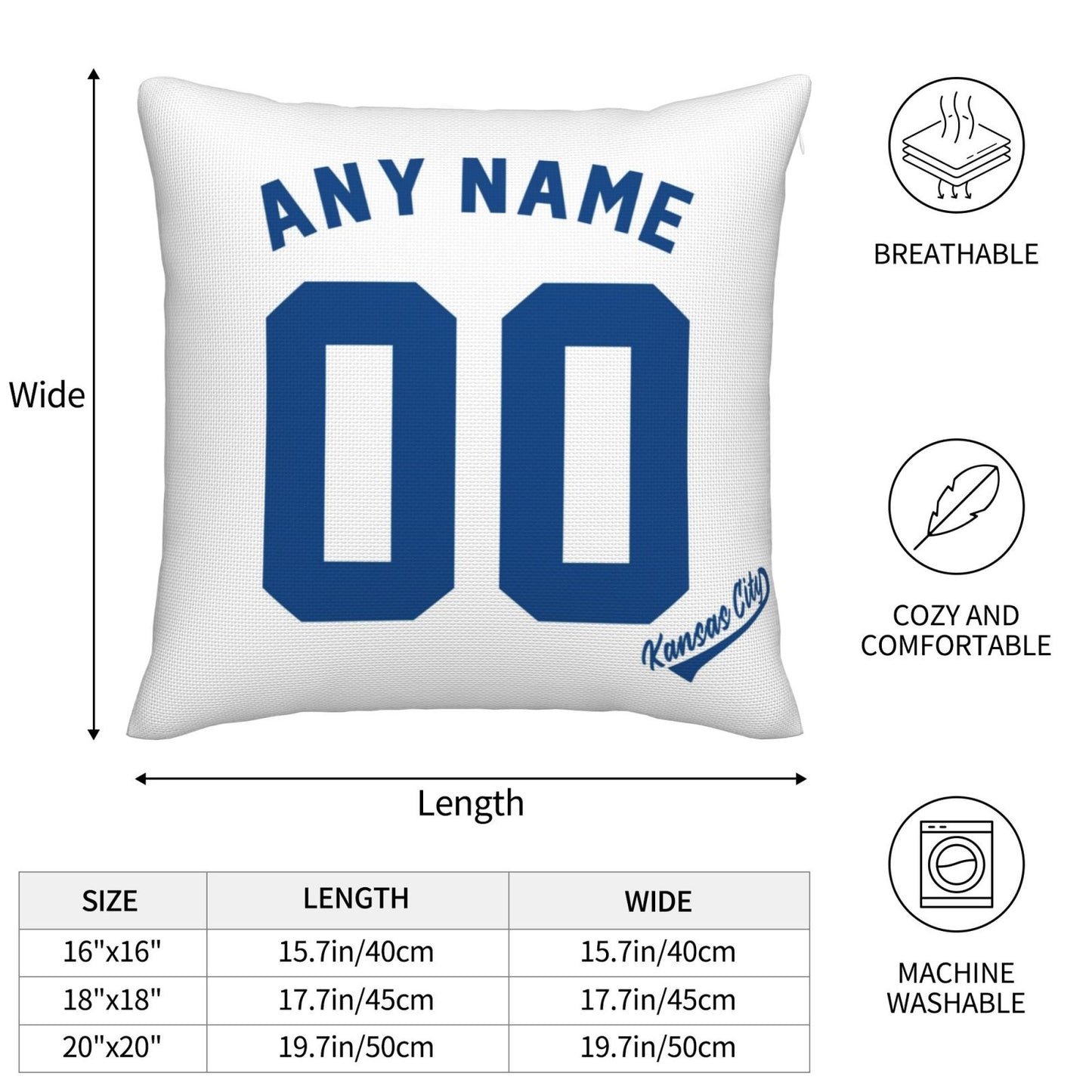 Custom Kansas City Royals Pillow Decorative Throw Pillow Case - Print Personalized Football Team Fans Name & Number Birthday Gift Football Pillows