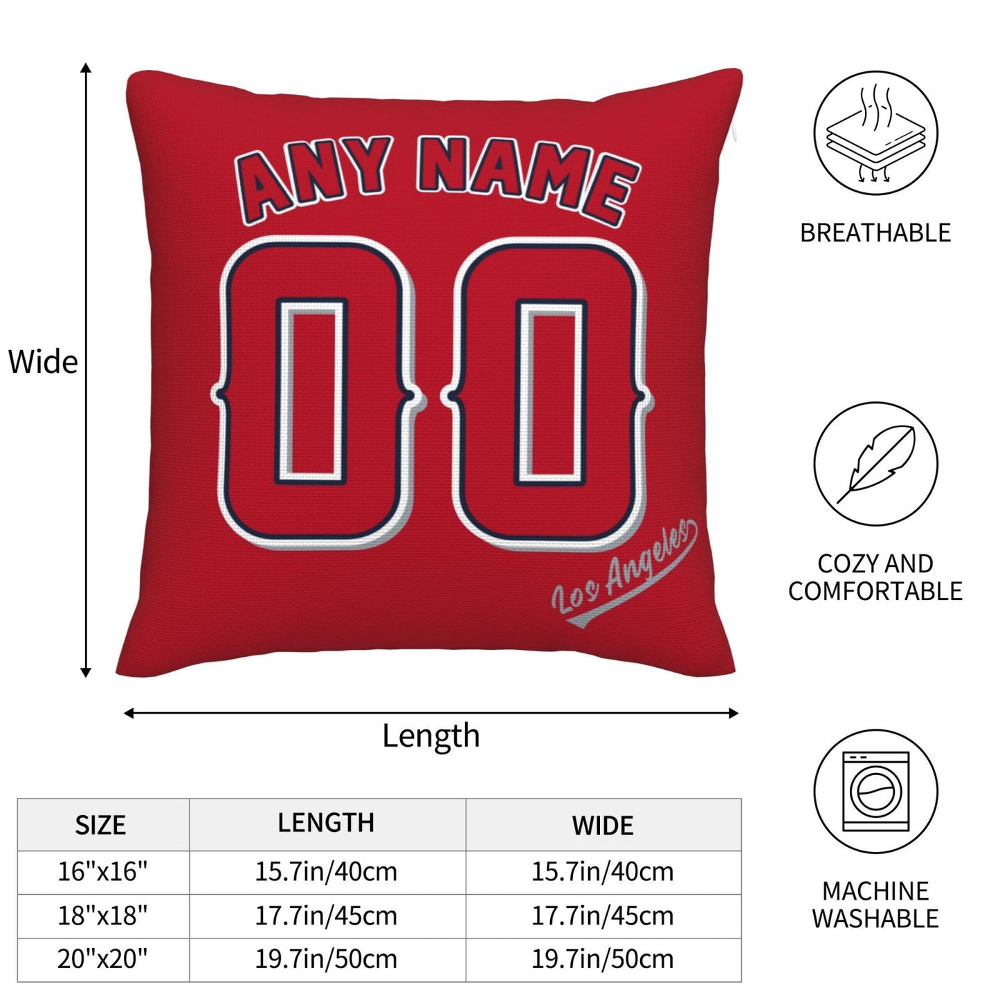 Custom Los Angeles Angels Pillow Decorative Throw Pillow Case - Print Personalized Football Team Fans Name & Number Birthday Gift Football Pillows