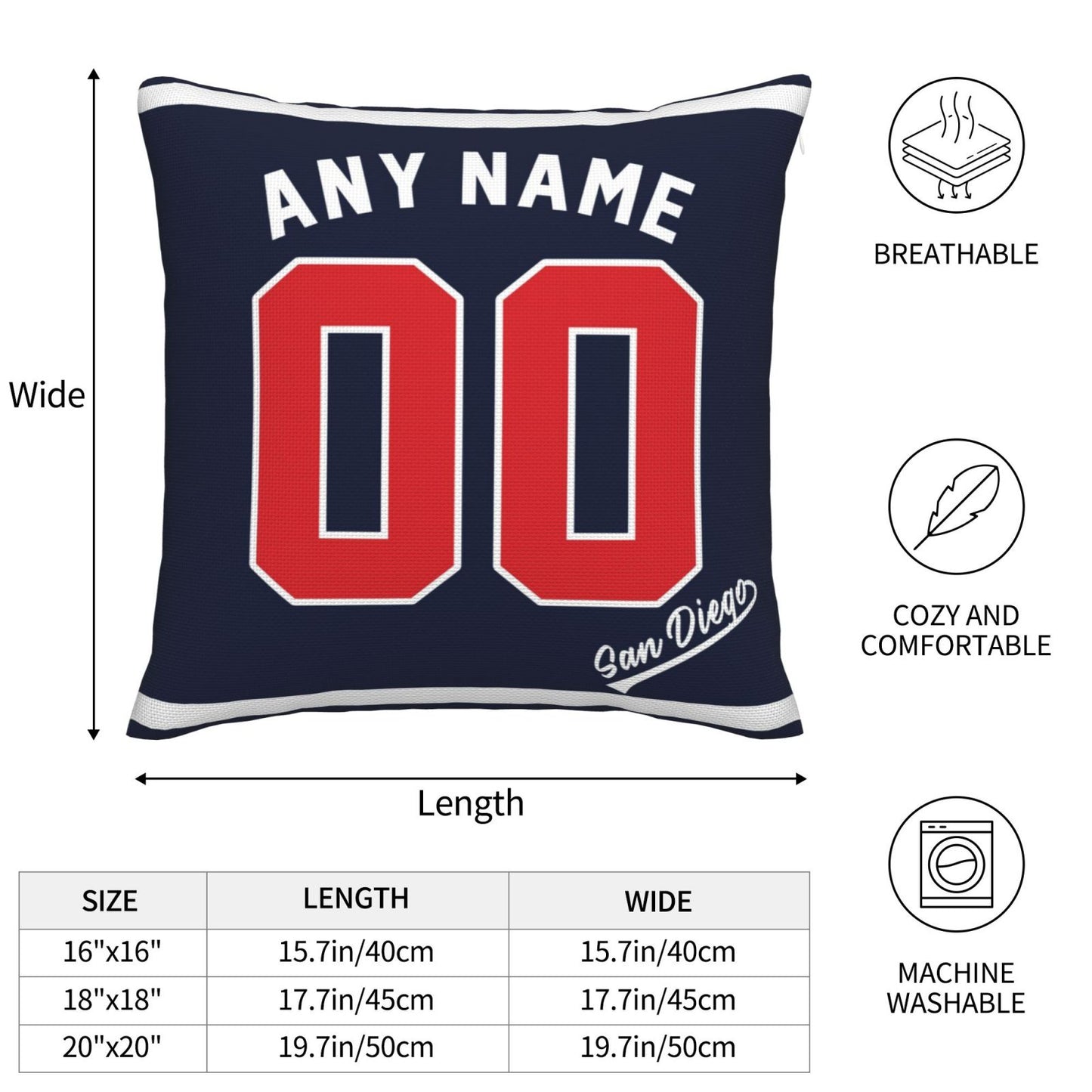 Custom San Diego Padres Pillow Decorative Throw Pillow Case - Print Personalized Football Team Fans Name & Number Birthday Gift Football Pillows