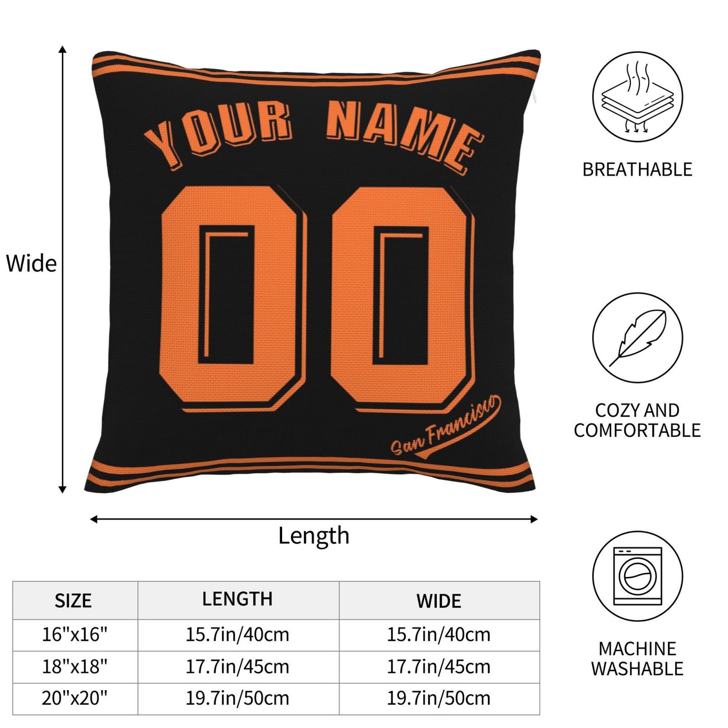 Custom San Francisco Giants Pillow Decorative Throw Pillow Case - Print Personalized Football Team Fans Name & Number Birthday Gift Football Pillows