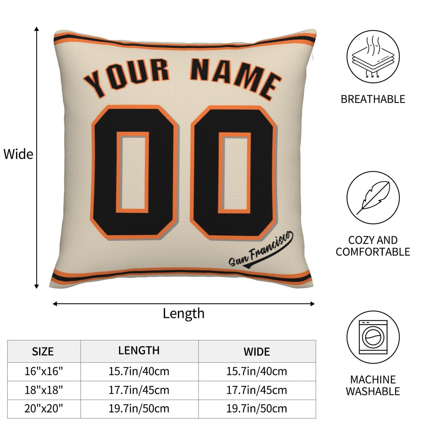 Custom San Francisco Giants Pillow Decorative Throw Pillow Case - Print Personalized Football Team Fans Name & Number Birthday Gift Football Pillows