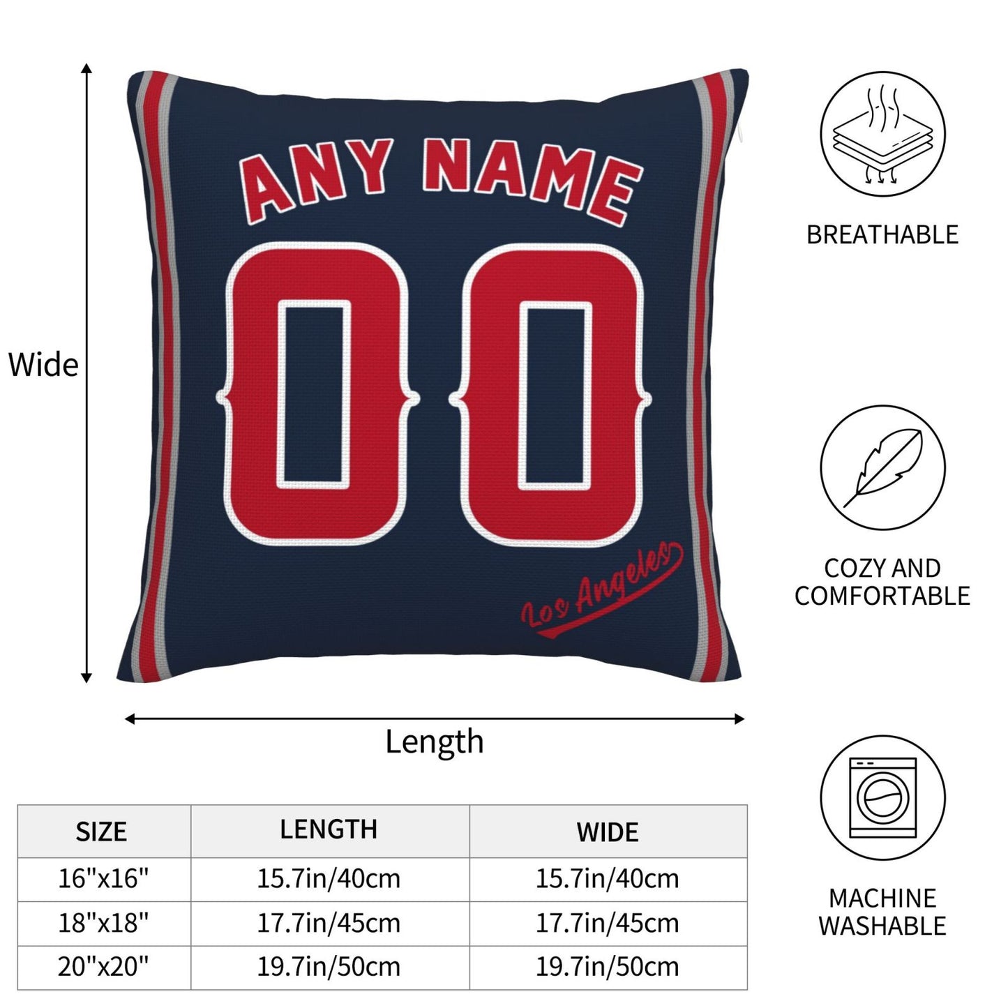 Custom Los Angeles Angels Pillow Decorative Throw Pillow Case - Print Personalized Football Team Fans Name & Number Birthday Gift Football Pillows