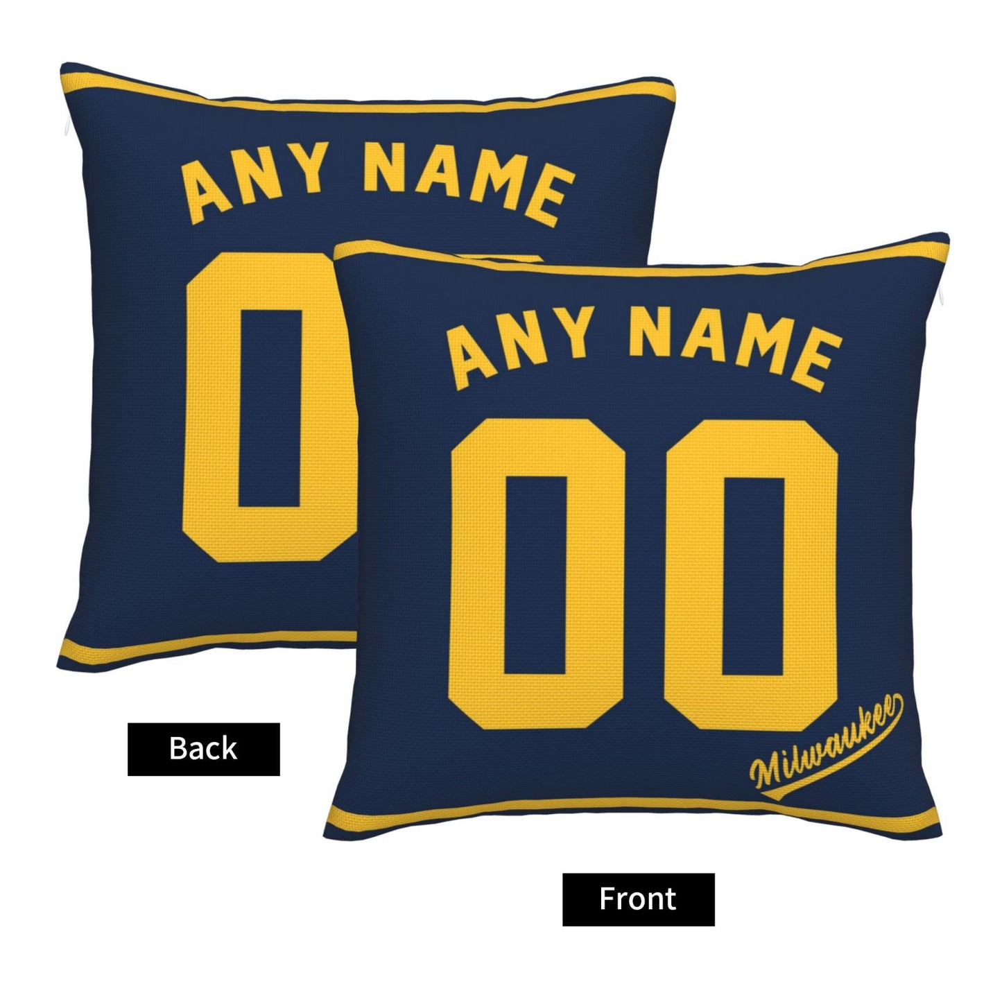 Custom Milwaukee Brewers Pillow Decorative Throw Pillow Case - Print Personalized Football Team Fans Name & Number Birthday Gift Football Pillows
